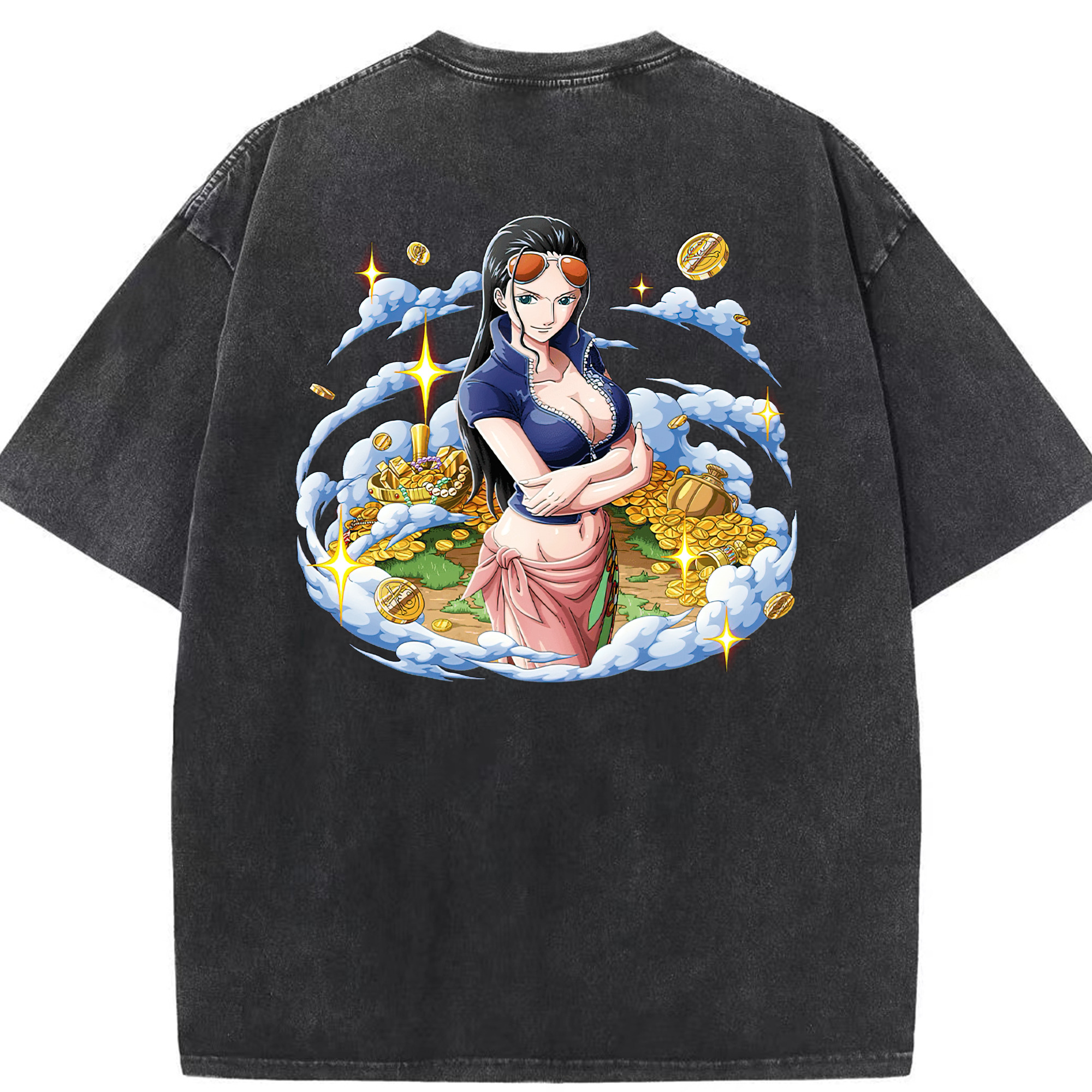 ワンピース ニコ・ロビン ONE PIECE Nico Robin 綿100% ヴィンテージ風 半袖Tシャツ（背面プリント）