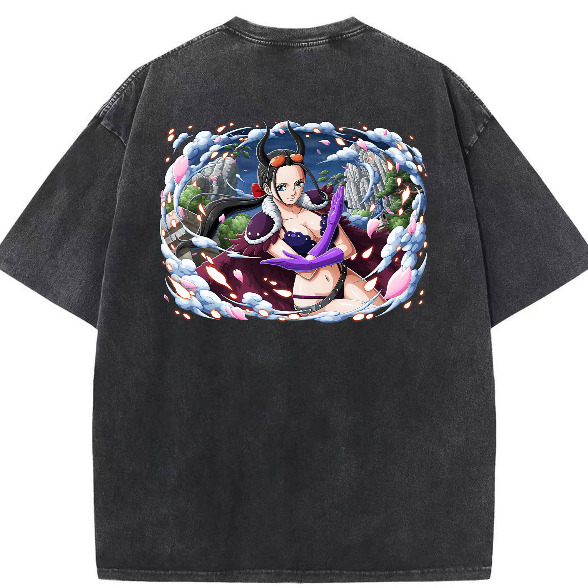 ワンピース ニコ・ロビン ONE PIECE Nico Robin 綿100% ヴィンテージ風 半袖Tシャツ（背面プリント）