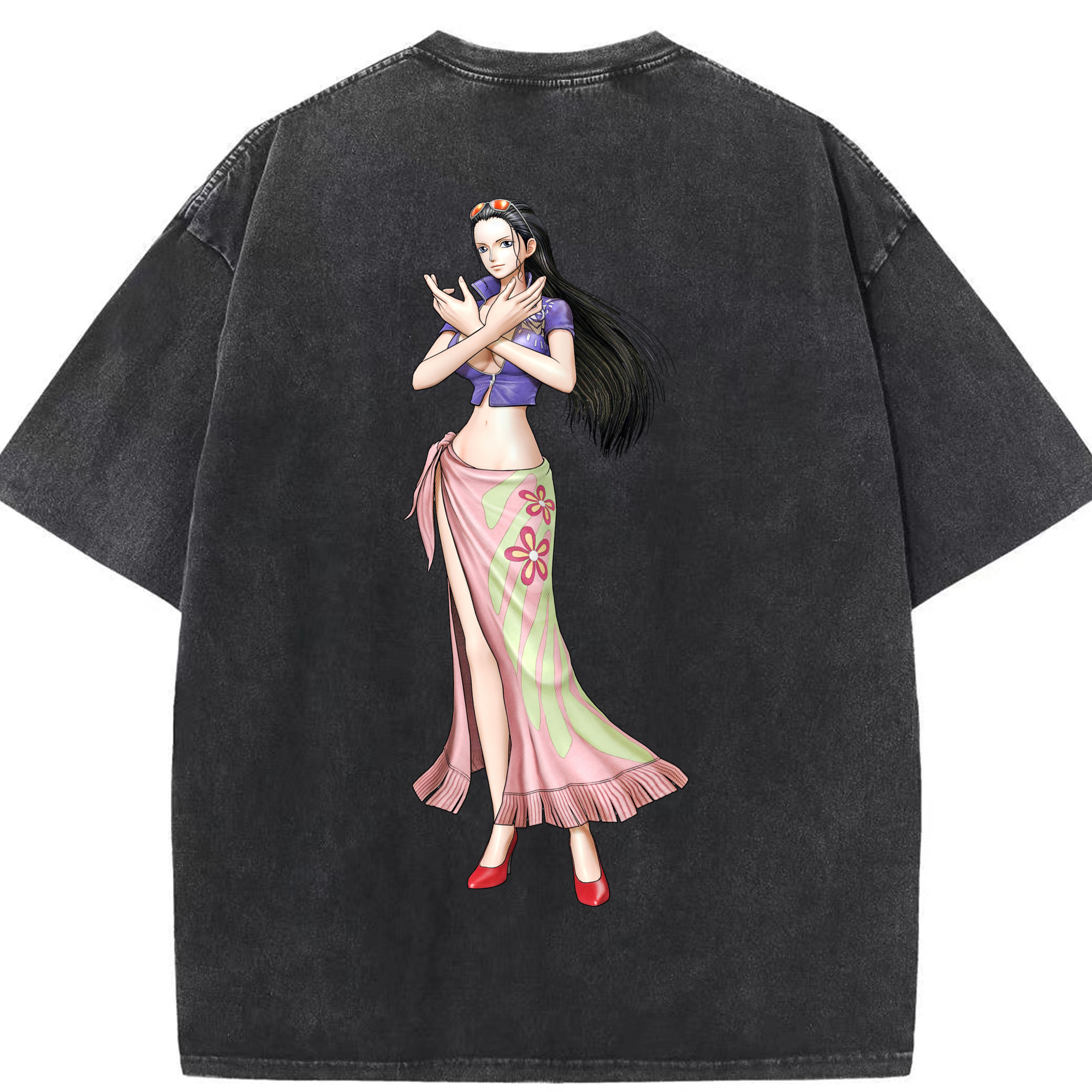 ワンピース ニコ・ロビン ONE PIECE Nico Robin 綿100% ヴィンテージ風 半袖Tシャツ（背面プリント）