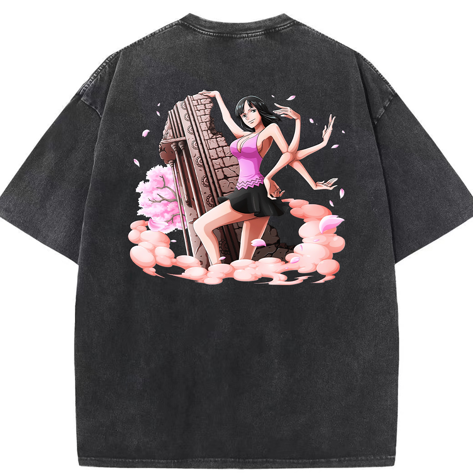 ワンピース ニコ・ロビン ONE PIECE Nico Robin 綿100% ヴィンテージ風 半袖Tシャツ（背面プリント）