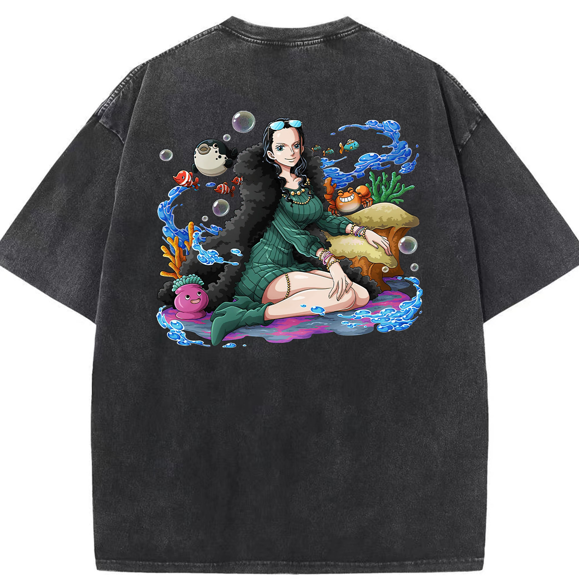 ワンピース ニコ・ロビン ONE PIECE Nico Robin 綿100% ヴィンテージ風 半袖Tシャツ（背面プリント）