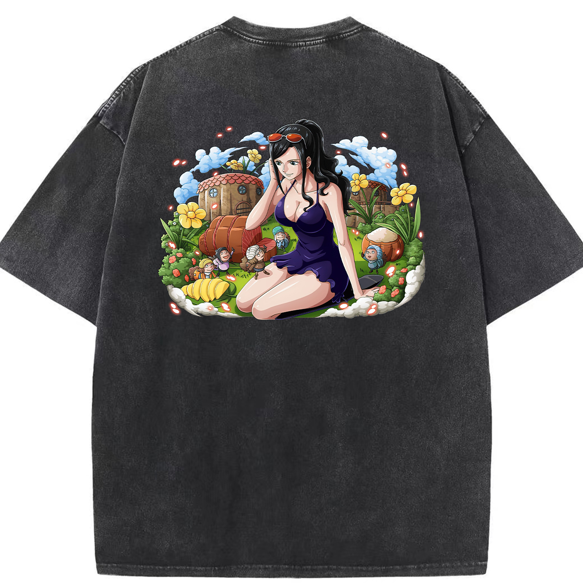 ワンピース ニコ・ロビン ONE PIECE Nico Robin 綿100% ヴィンテージ風 半袖Tシャツ（背面プリント）
