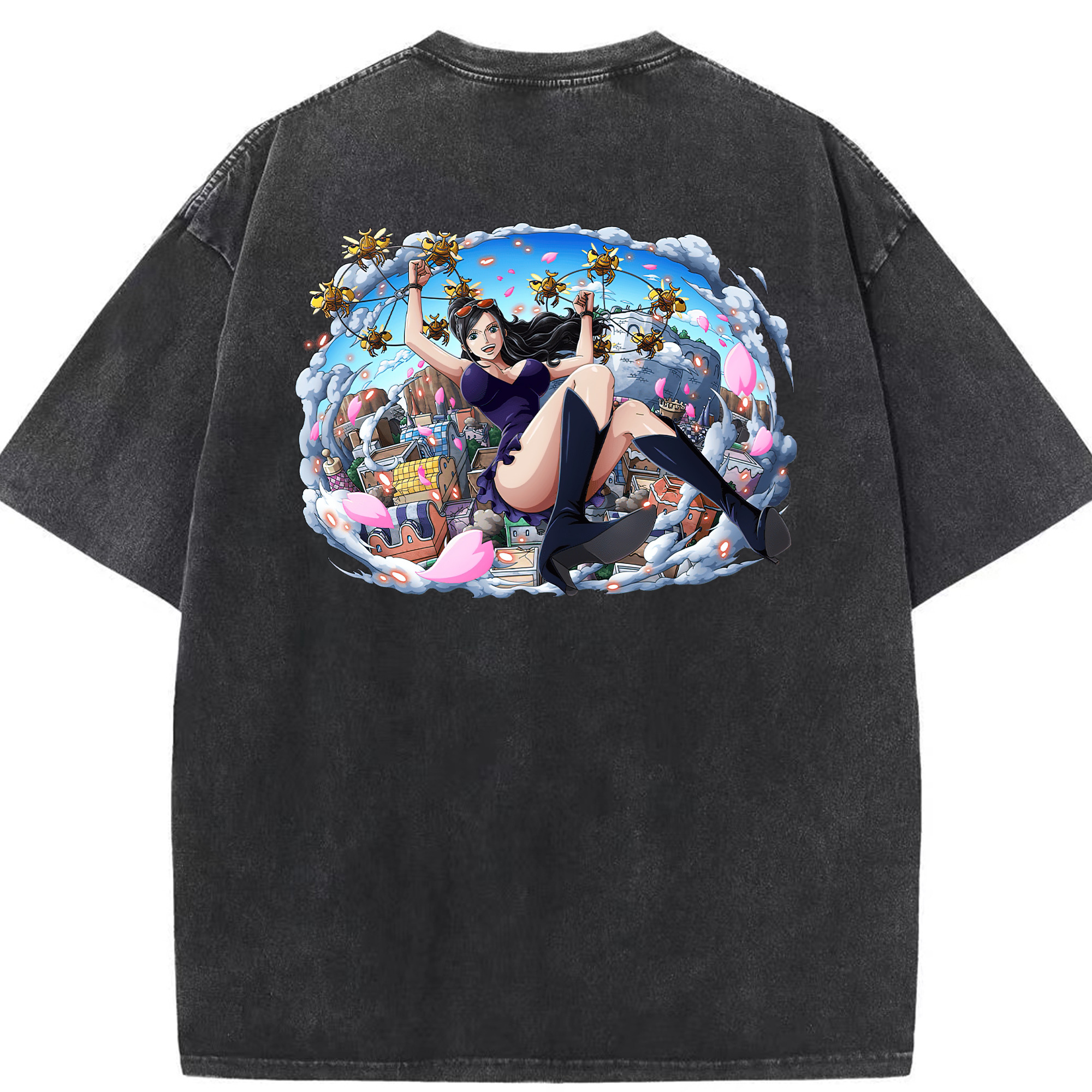 ワンピース ニコ・ロビン ONE PIECE Nico Robin 綿100% ヴィンテージ風 半袖Tシャツ（背面プリント）