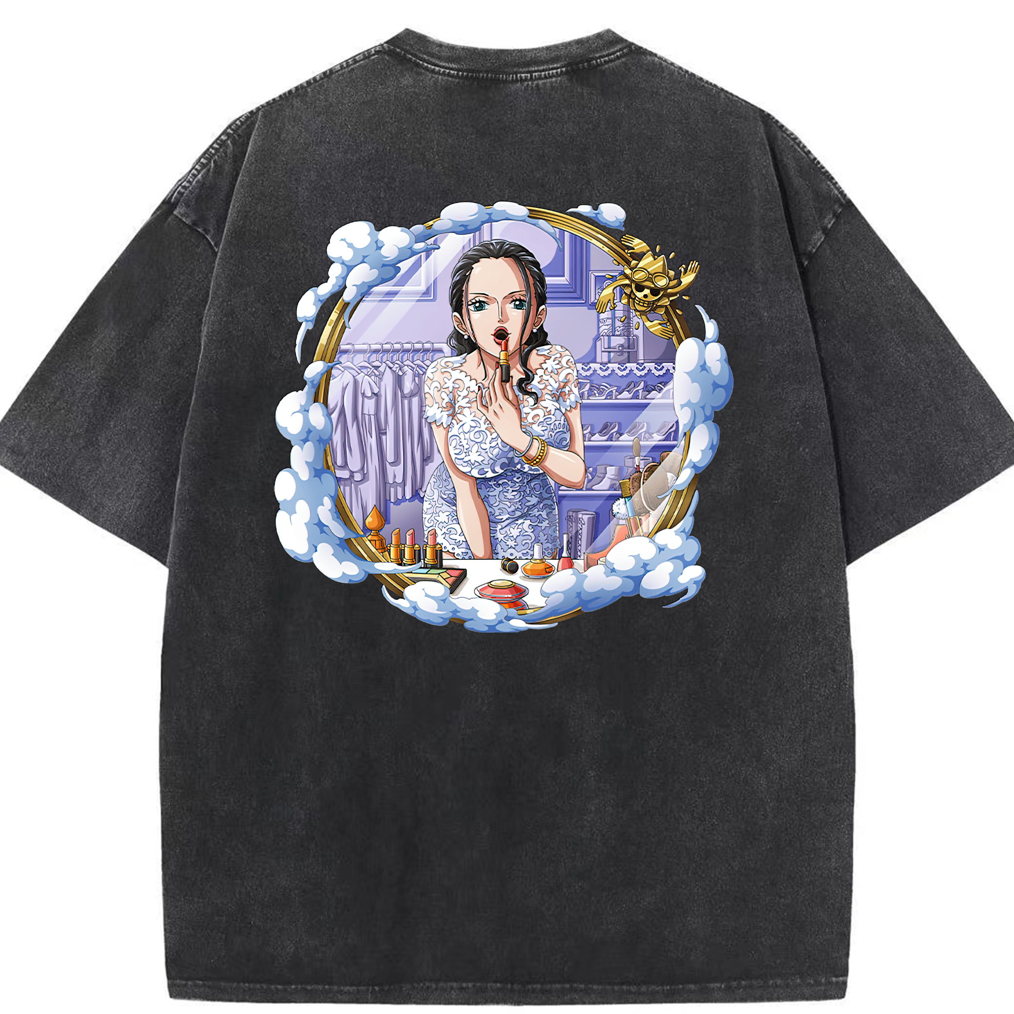 ワンピース ニコ・ロビン ONE PIECE Nico Robin 綿100% ヴィンテージ風 半袖Tシャツ（背面プリント）