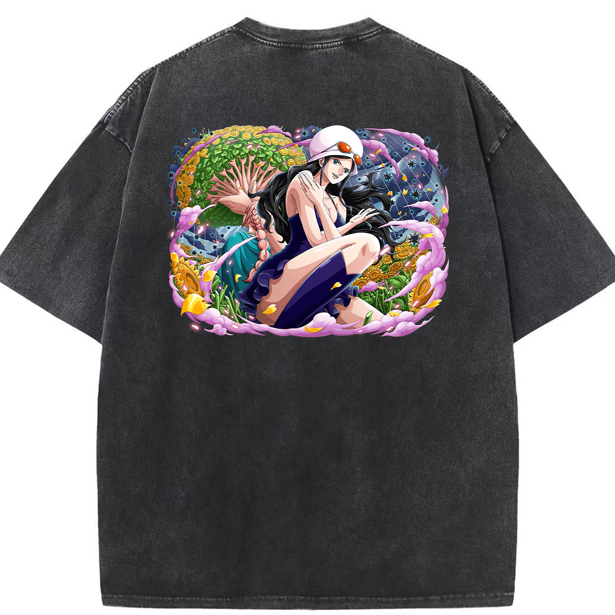 ワンピース ニコ・ロビン ONE PIECE Nico Robin 綿100% ヴィンテージ風 半袖Tシャツ（背面プリント）