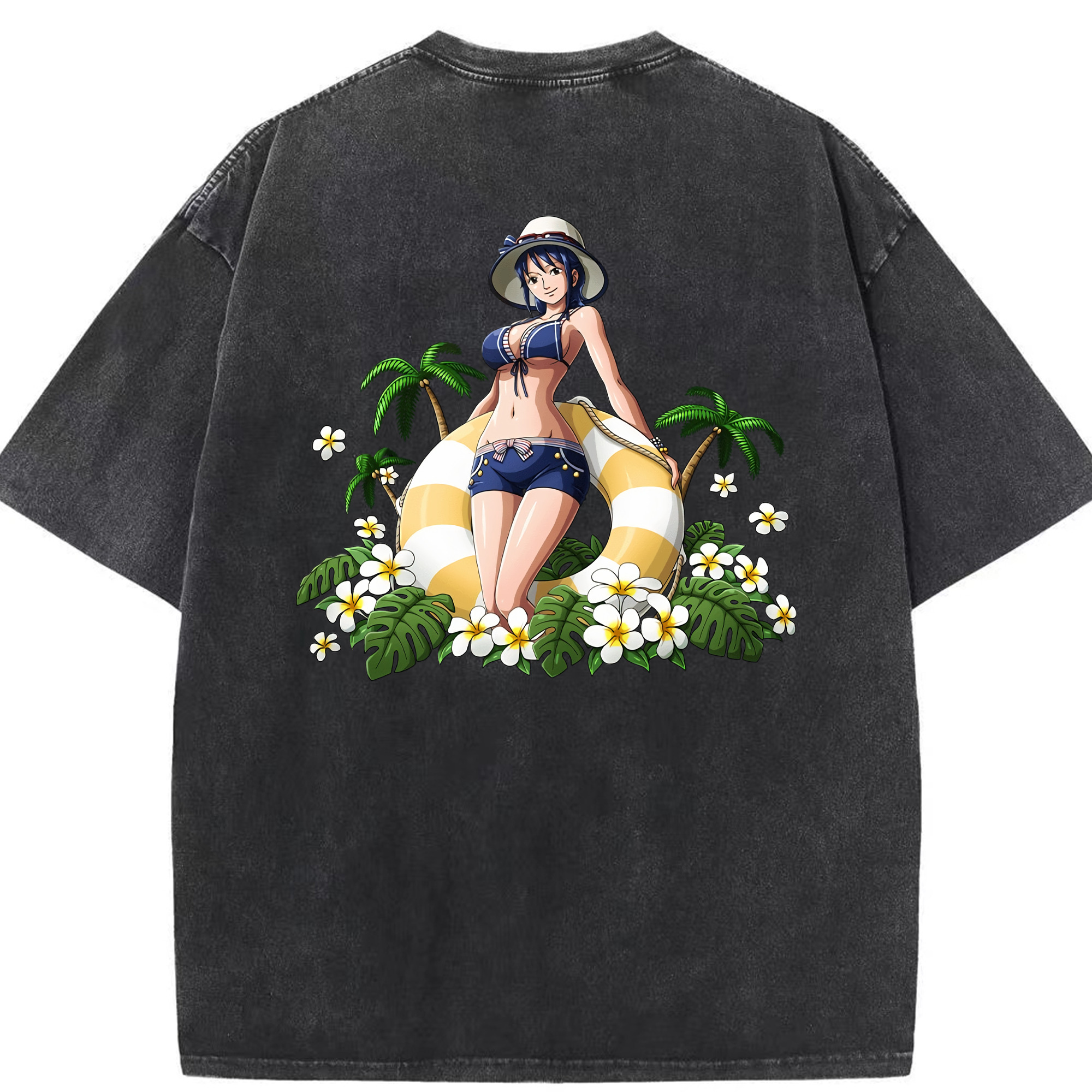 ワンピース ニコ・ロビン ONE PIECE Nico Robin 綿100% ヴィンテージ風 半袖Tシャツ（背面プリント）