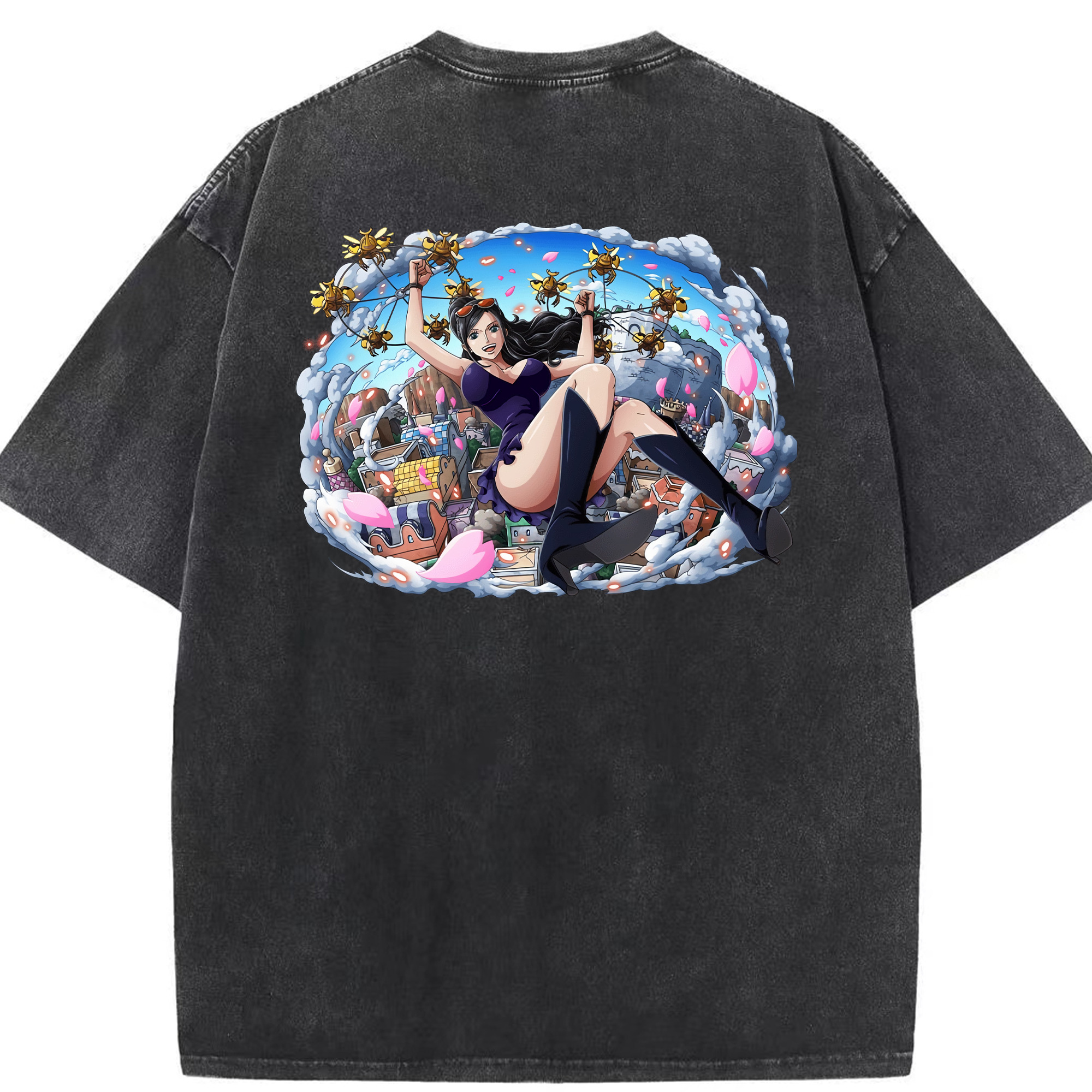 ワンピース ニコ・ロビン ONE PIECE Nico Robin 綿100% ヴィンテージ風 半袖Tシャツ（背面プリント）