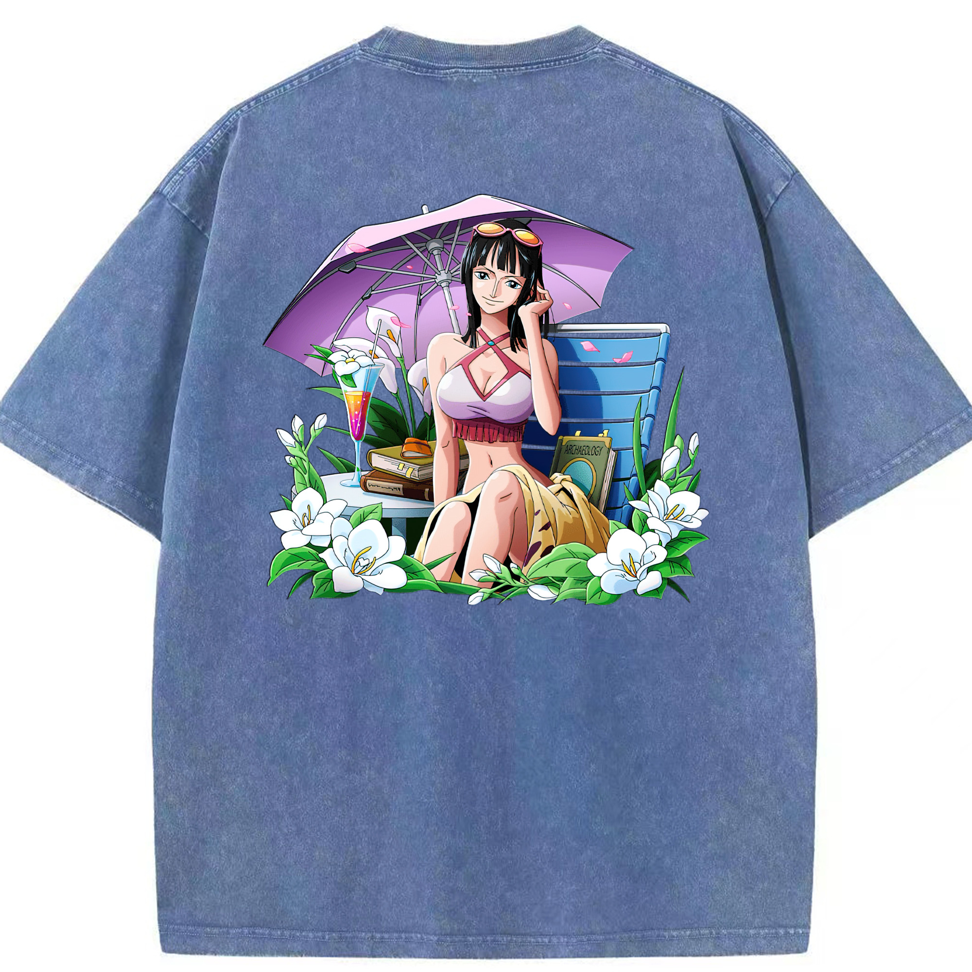 ワンピース ニコ・ロビン ONE PIECE Nico Robin 綿100% ヴィンテージ風 半袖Tシャツ（背面プリント）