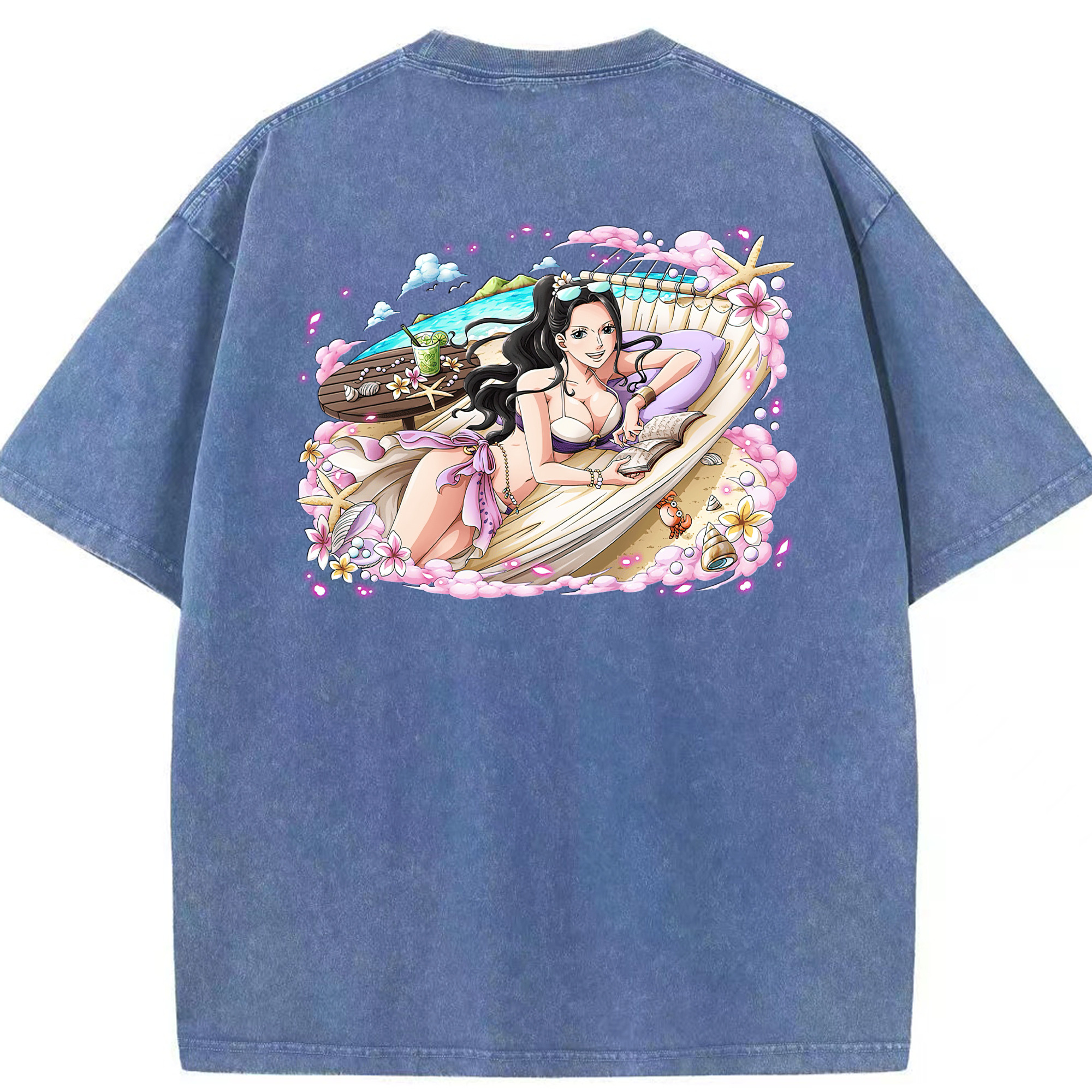 ワンピース ニコ・ロビン ONE PIECE Nico Robin 綿100% ヴィンテージ風 半袖Tシャツ（背面プリント）