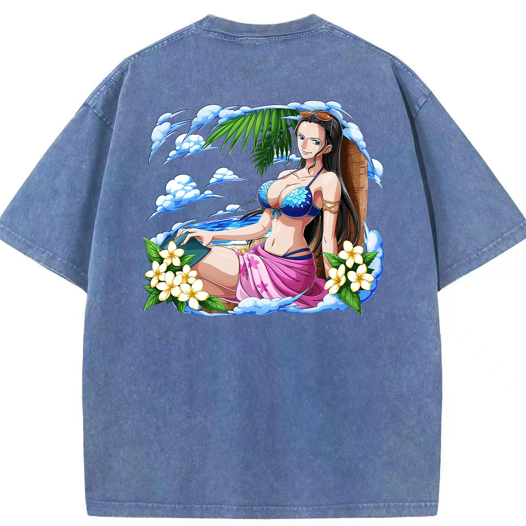 ワンピース ニコ・ロビン ONE PIECE Nico Robin 綿100% ヴィンテージ風 半袖Tシャツ（背面プリント）