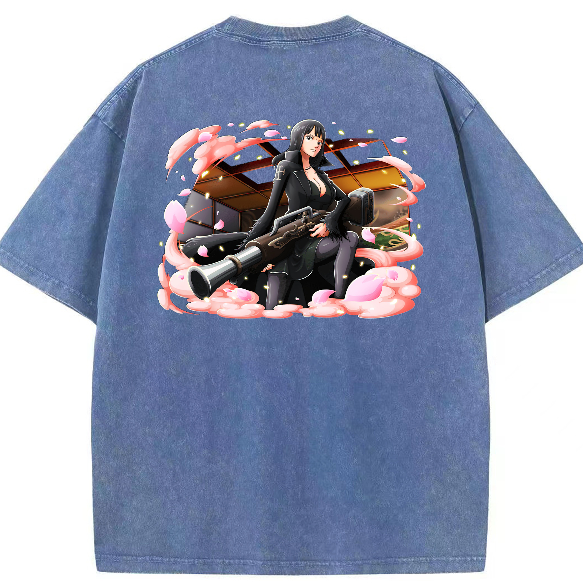 ワンピース ニコ・ロビン ONE PIECE Nico Robin 綿100% ヴィンテージ風 半袖Tシャツ（背面プリント）