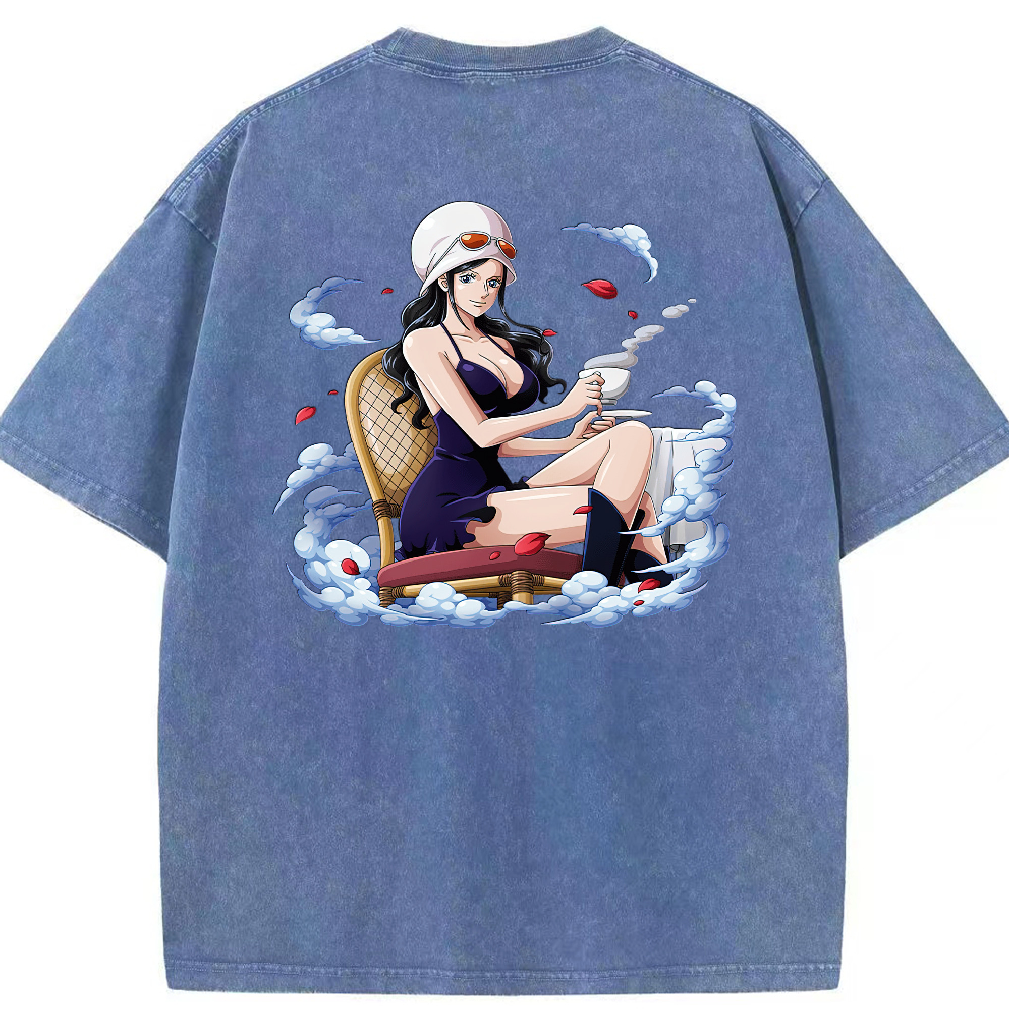 ワンピース ニコ・ロビン ONE PIECE Nico Robin 綿100% ヴィンテージ風 半袖Tシャツ（背面プリント）