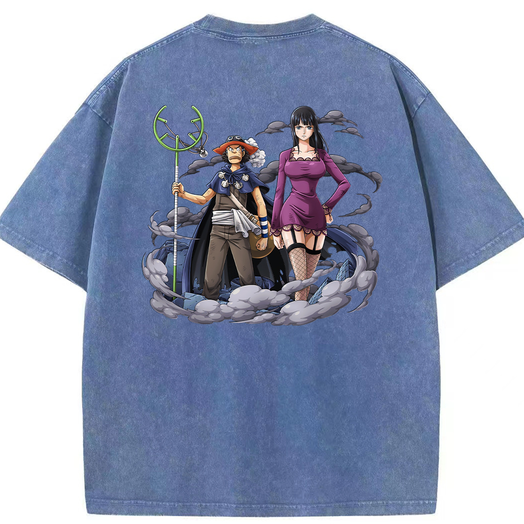 ワンピース ニコ・ロビン ONE PIECE Nico Robin 綿100% ヴィンテージ風 半袖Tシャツ（背面プリント）