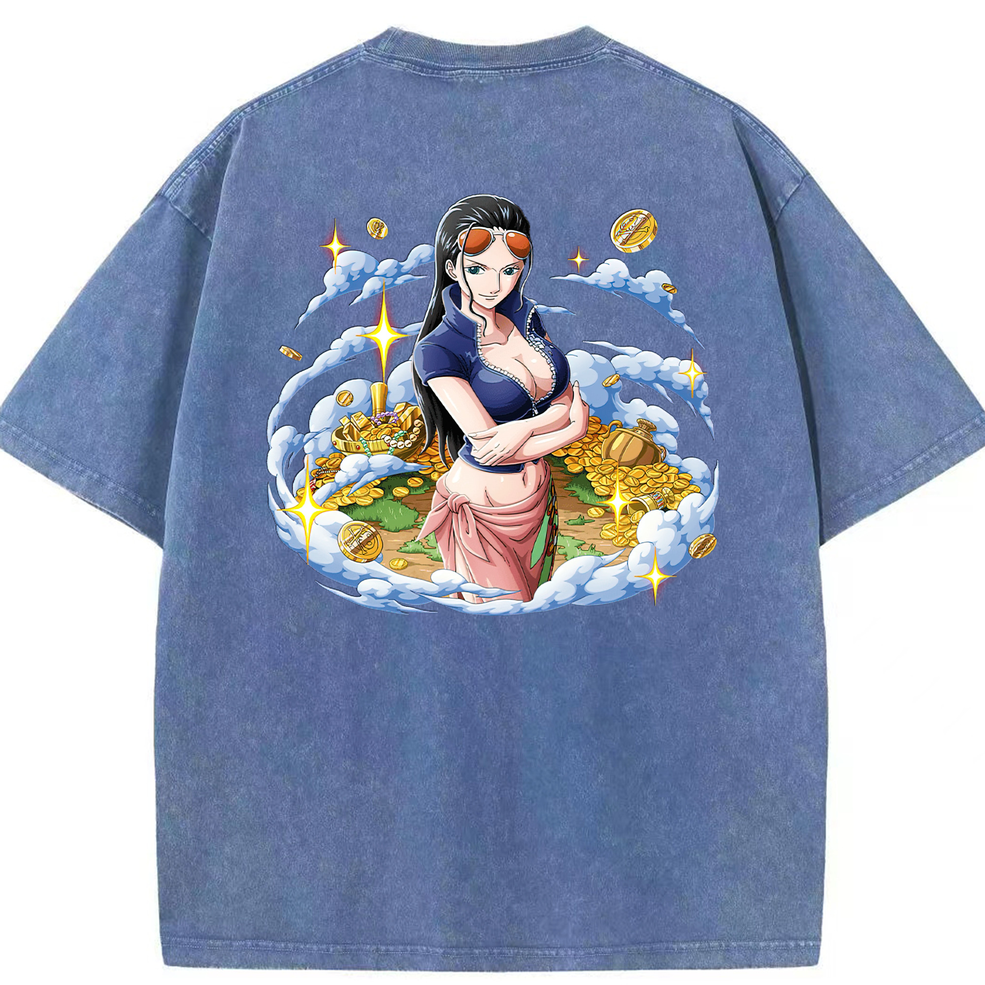 ワンピース ニコ・ロビン ONE PIECE Nico Robin 綿100% ヴィンテージ風 半袖Tシャツ（背面プリント）