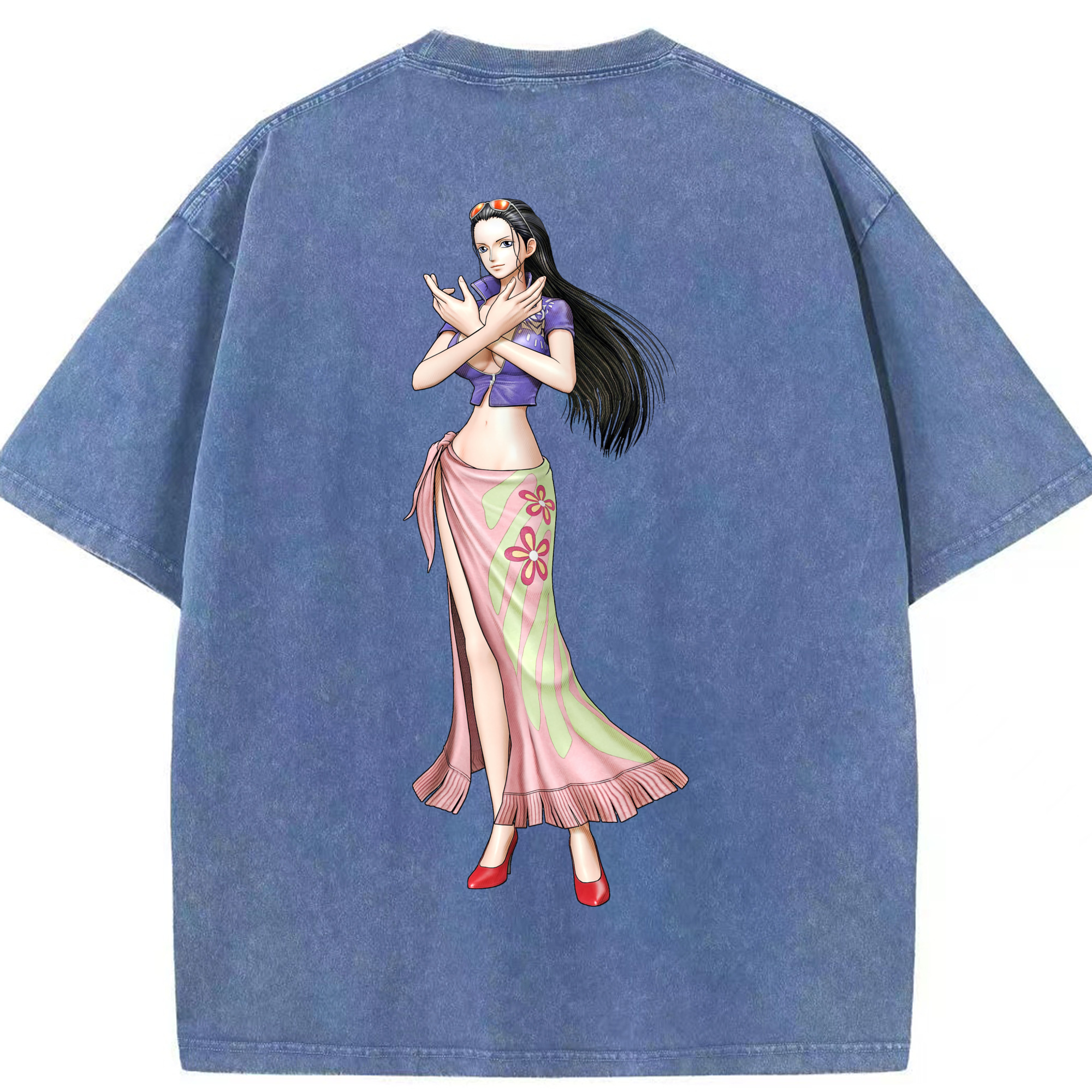 ワンピース ニコ・ロビン ONE PIECE Nico Robin 綿100% ヴィンテージ風 半袖Tシャツ（背面プリント）