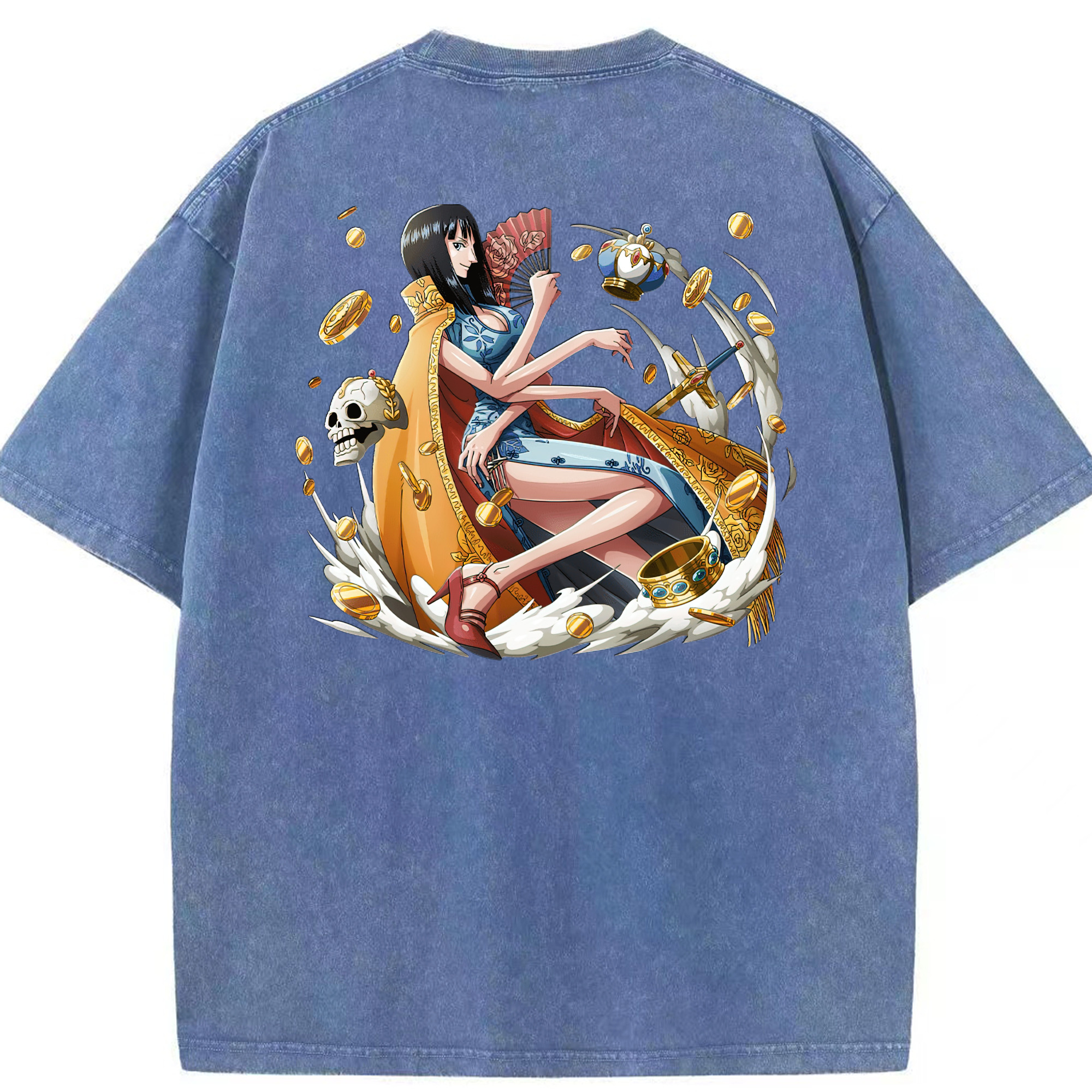 ワンピース ニコ・ロビン ONE PIECE Nico Robin 綿100% ヴィンテージ風 半袖Tシャツ（背面プリント）