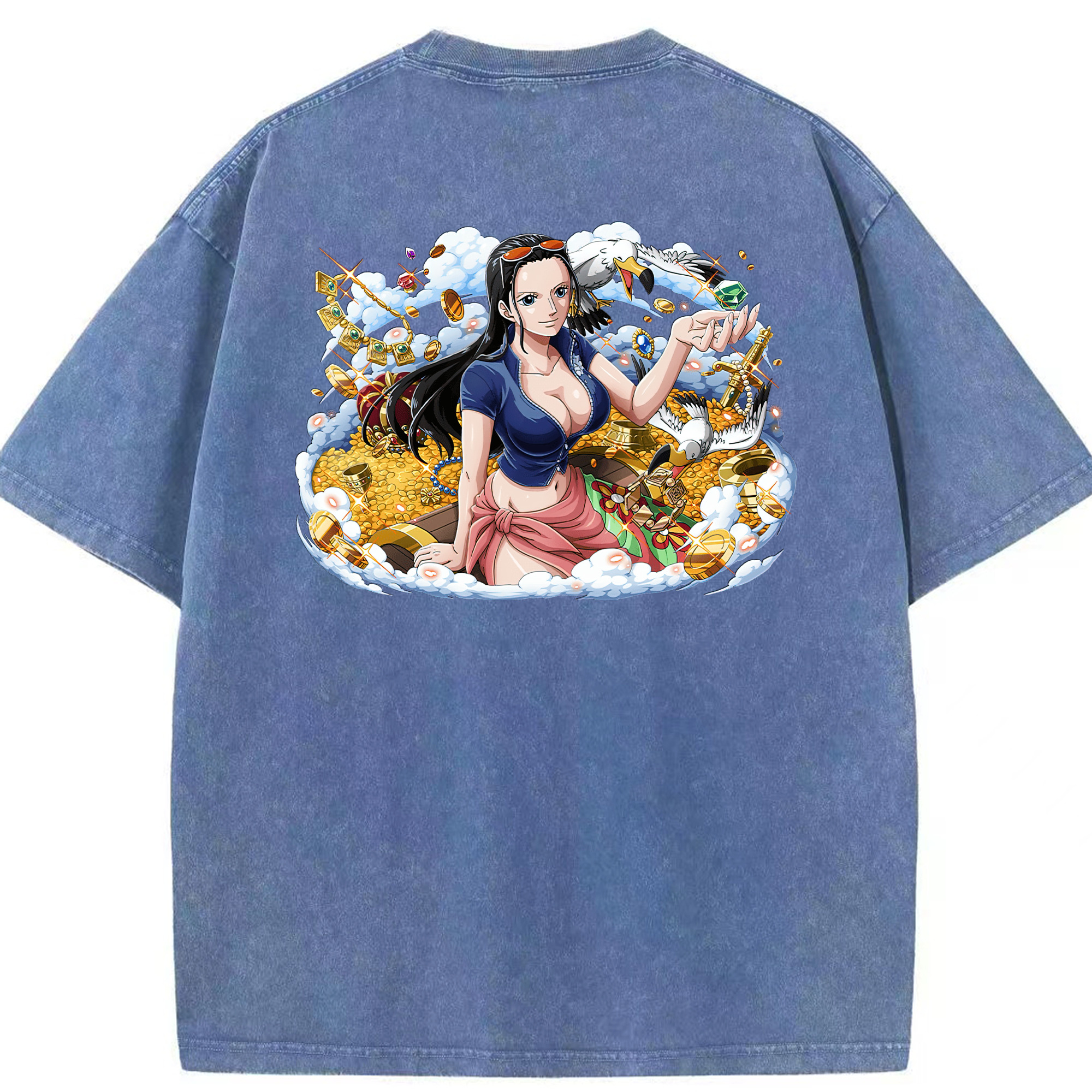 ワンピース ニコ・ロビン ONE PIECE Nico Robin 綿100% ヴィンテージ風 半袖Tシャツ（背面プリント）