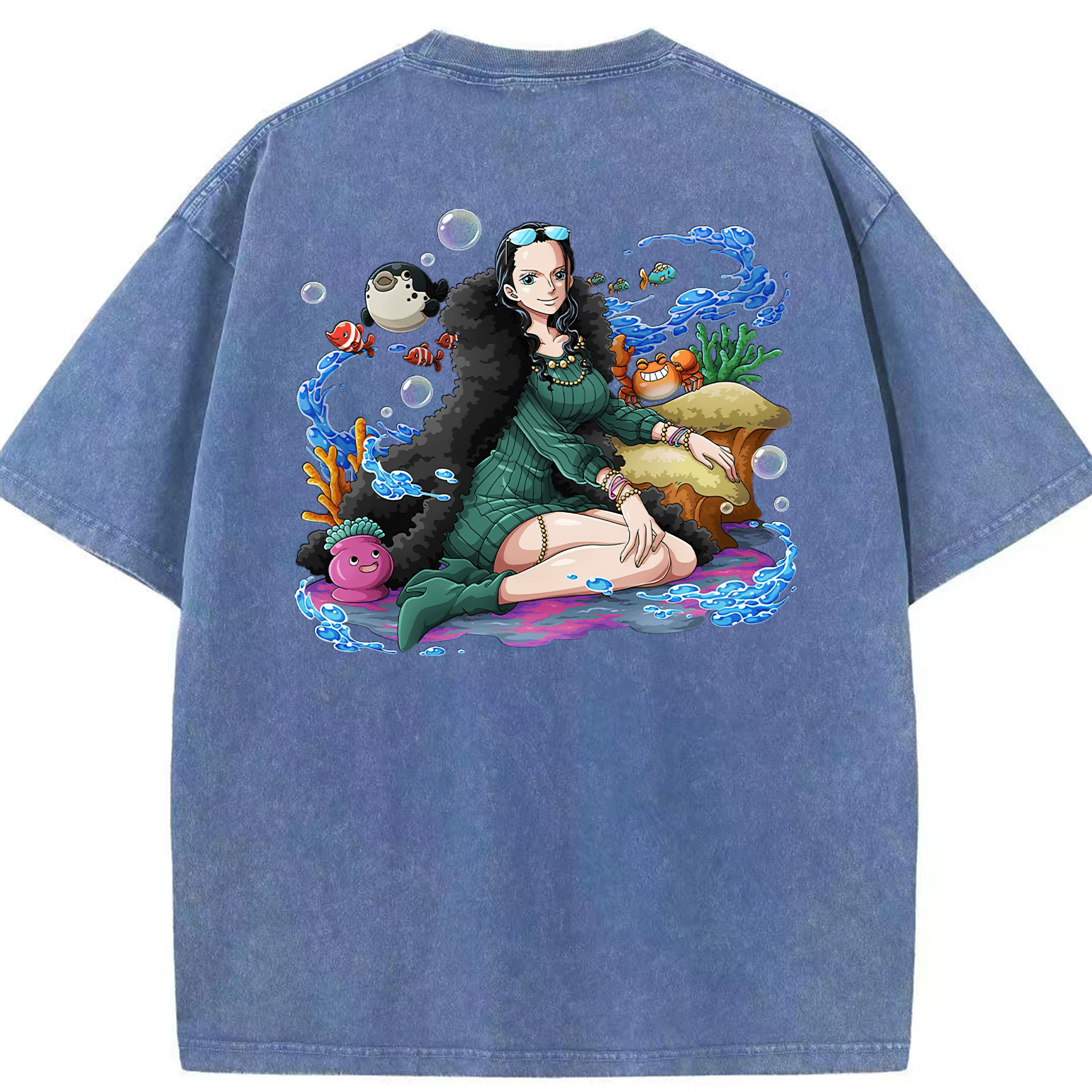 ワンピース ニコ・ロビン ONE PIECE Nico Robin 綿100% ヴィンテージ風 半袖Tシャツ（背面プリント）