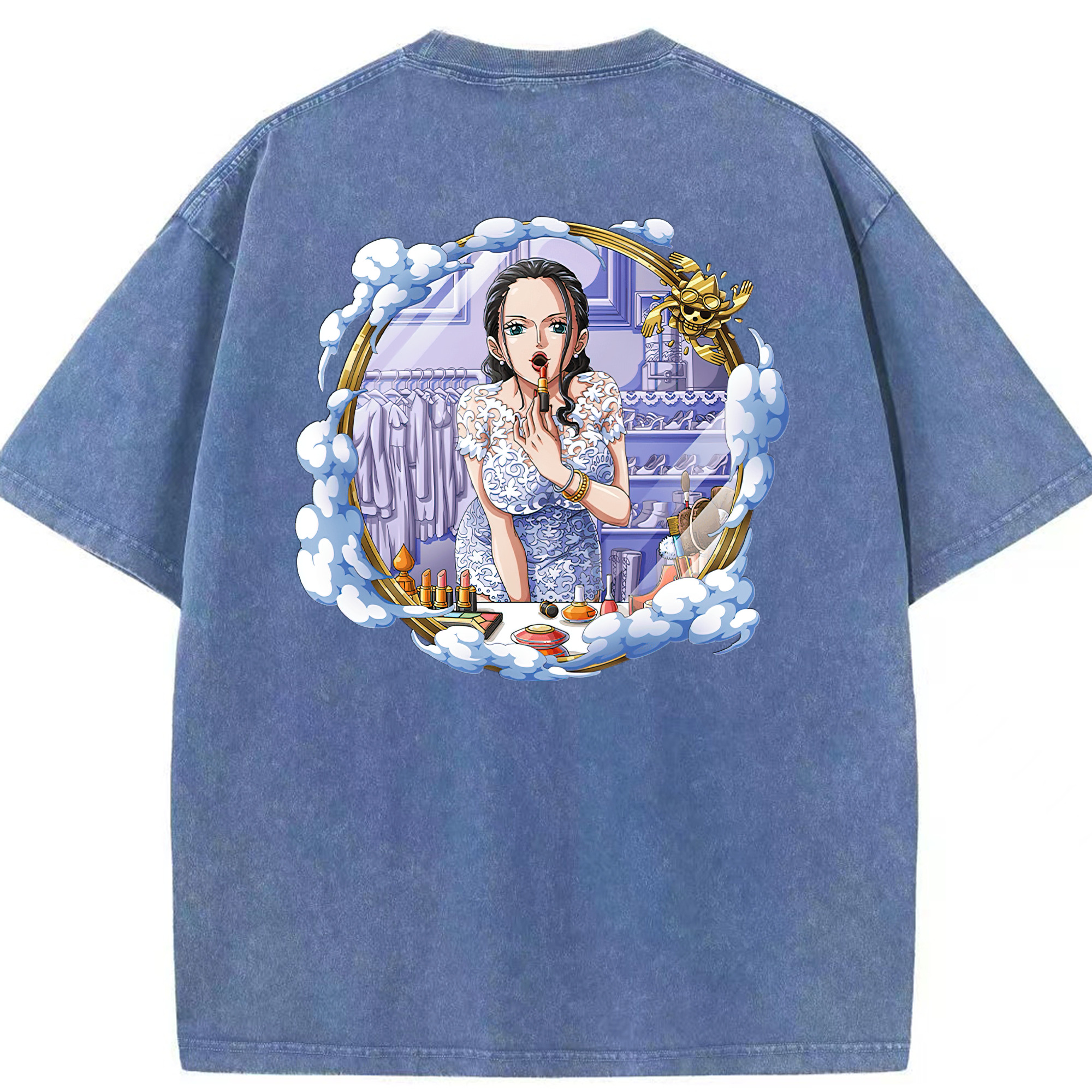 ワンピース ニコ・ロビン ONE PIECE Nico Robin 綿100% ヴィンテージ風 半袖Tシャツ（背面プリント）