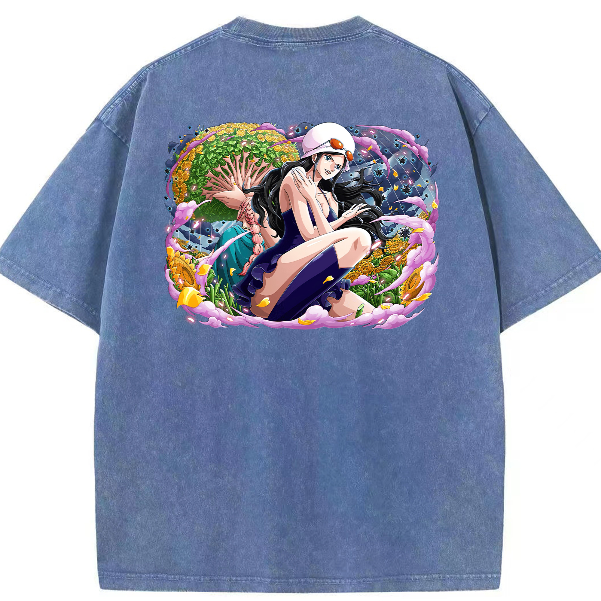 ワンピース ニコ・ロビン ONE PIECE Nico Robin 綿100% ヴィンテージ風 半袖Tシャツ（背面プリント）
