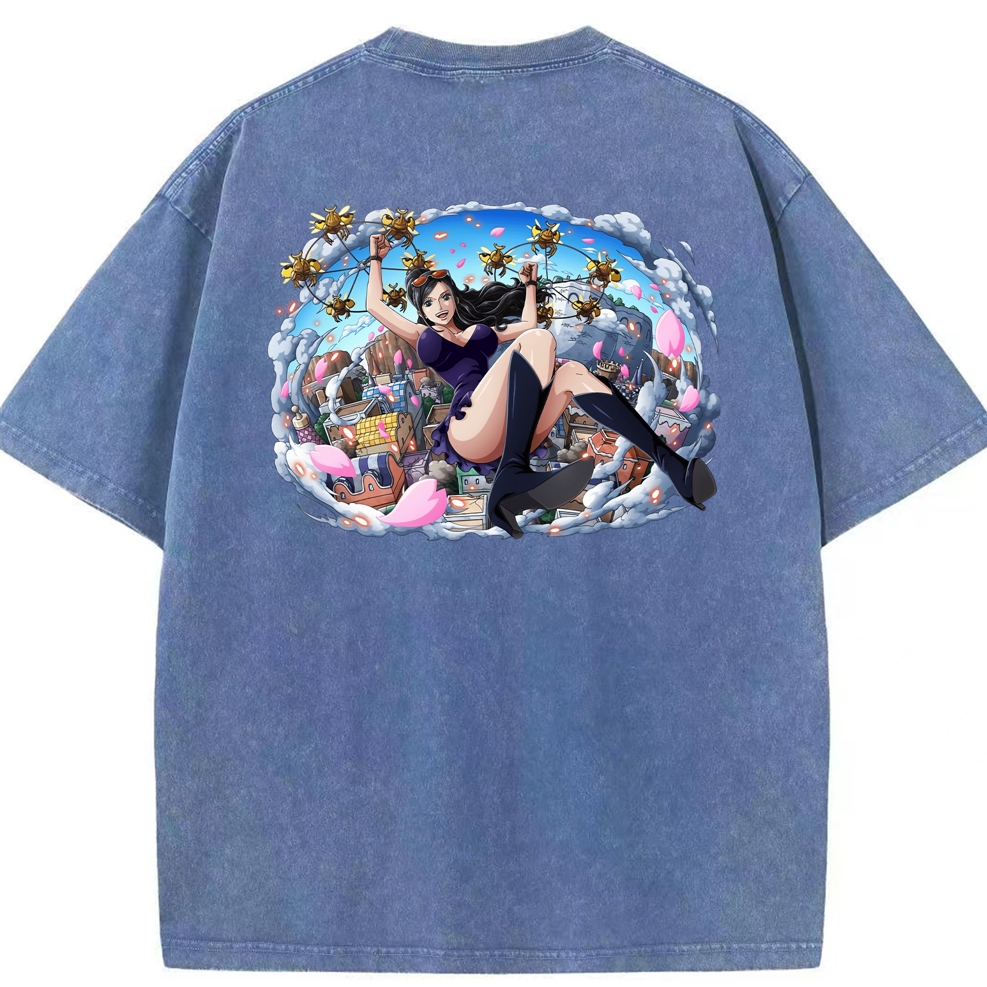 ワンピース ニコ・ロビン ONE PIECE Nico Robin 綿100% ヴィンテージ風 半袖Tシャツ（背面プリント）