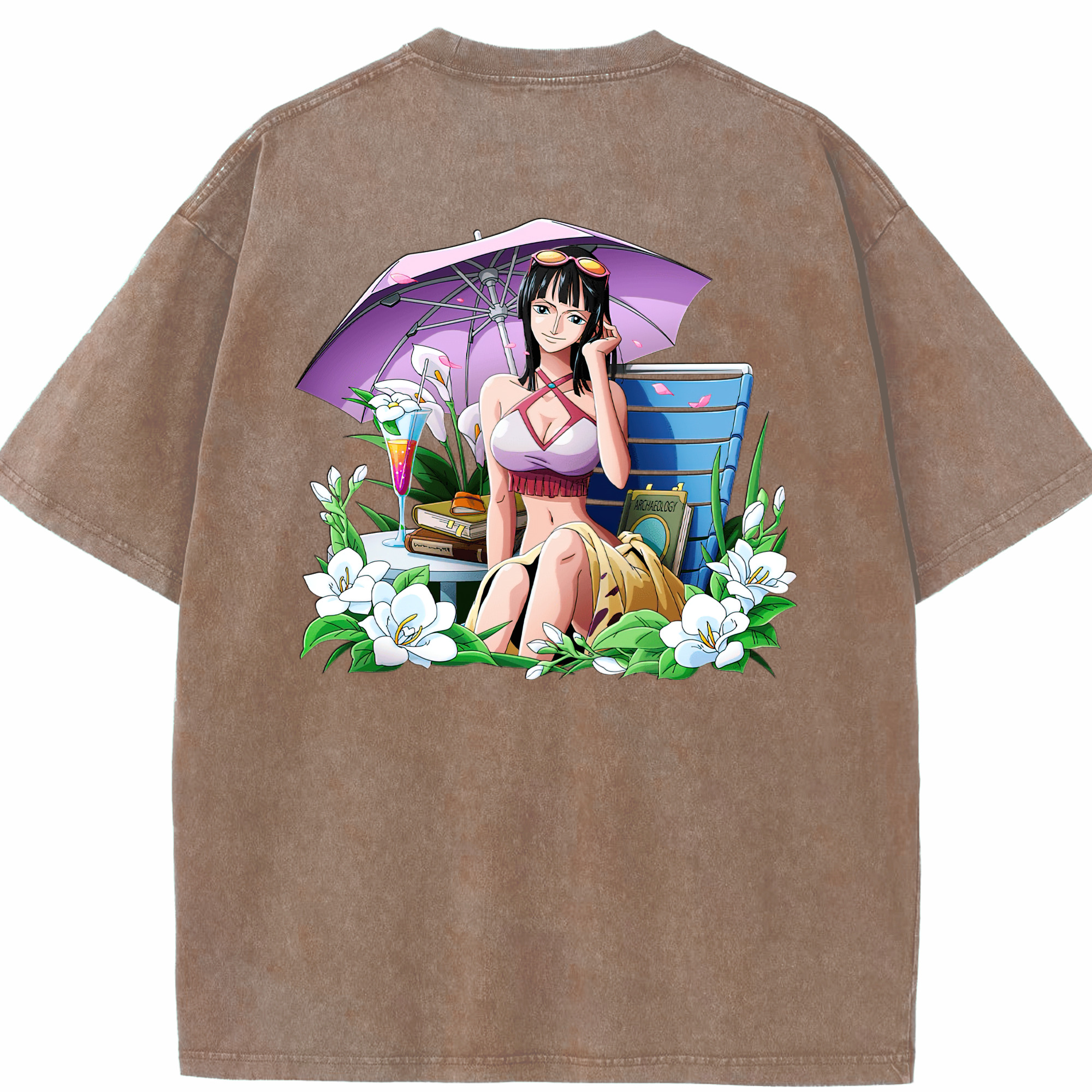 ワンピース ニコ・ロビン ONE PIECE Nico Robin 綿100% ヴィンテージ風 半袖Tシャツ（背面プリント）