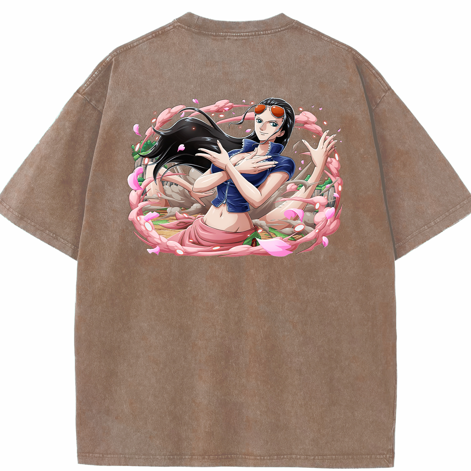 ワンピース ニコ・ロビン ONE PIECE Nico Robin 綿100% ヴィンテージ風 半袖Tシャツ（背面プリント）