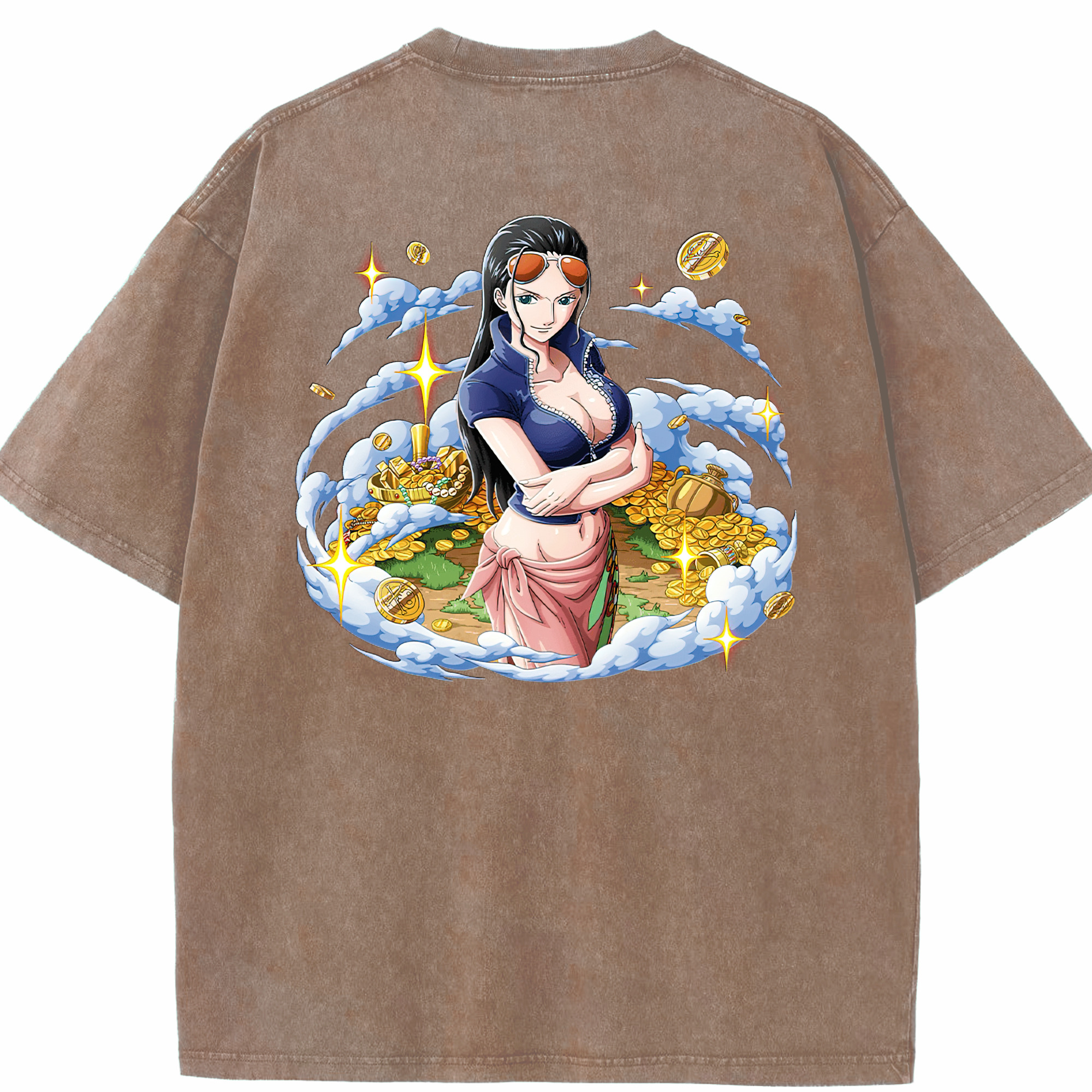 ワンピース ニコ・ロビン ONE PIECE Nico Robin 綿100% ヴィンテージ風 半袖Tシャツ（背面プリント）