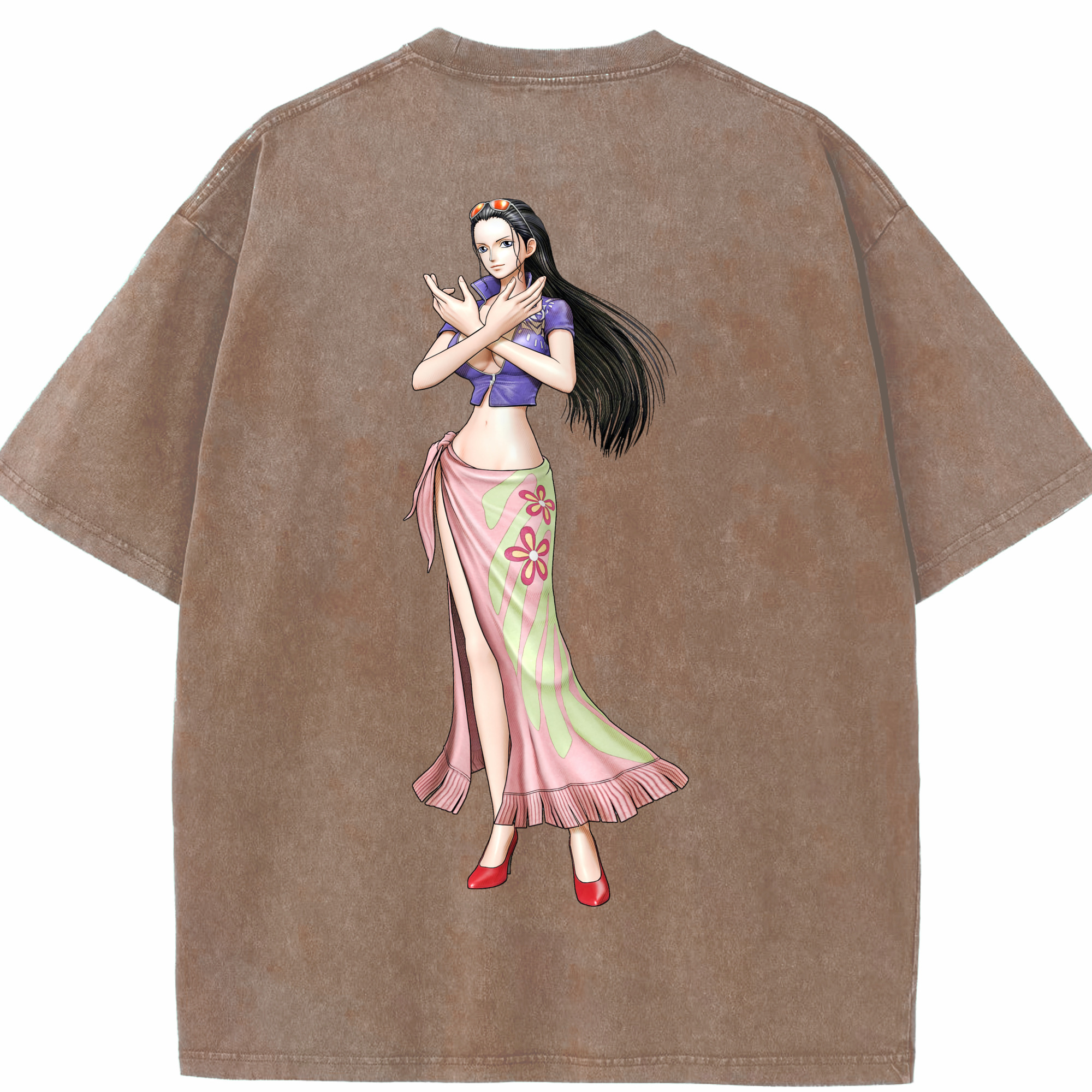 ワンピース ニコ・ロビン ONE PIECE Nico Robin 綿100% ヴィンテージ風 半袖Tシャツ（背面プリント）