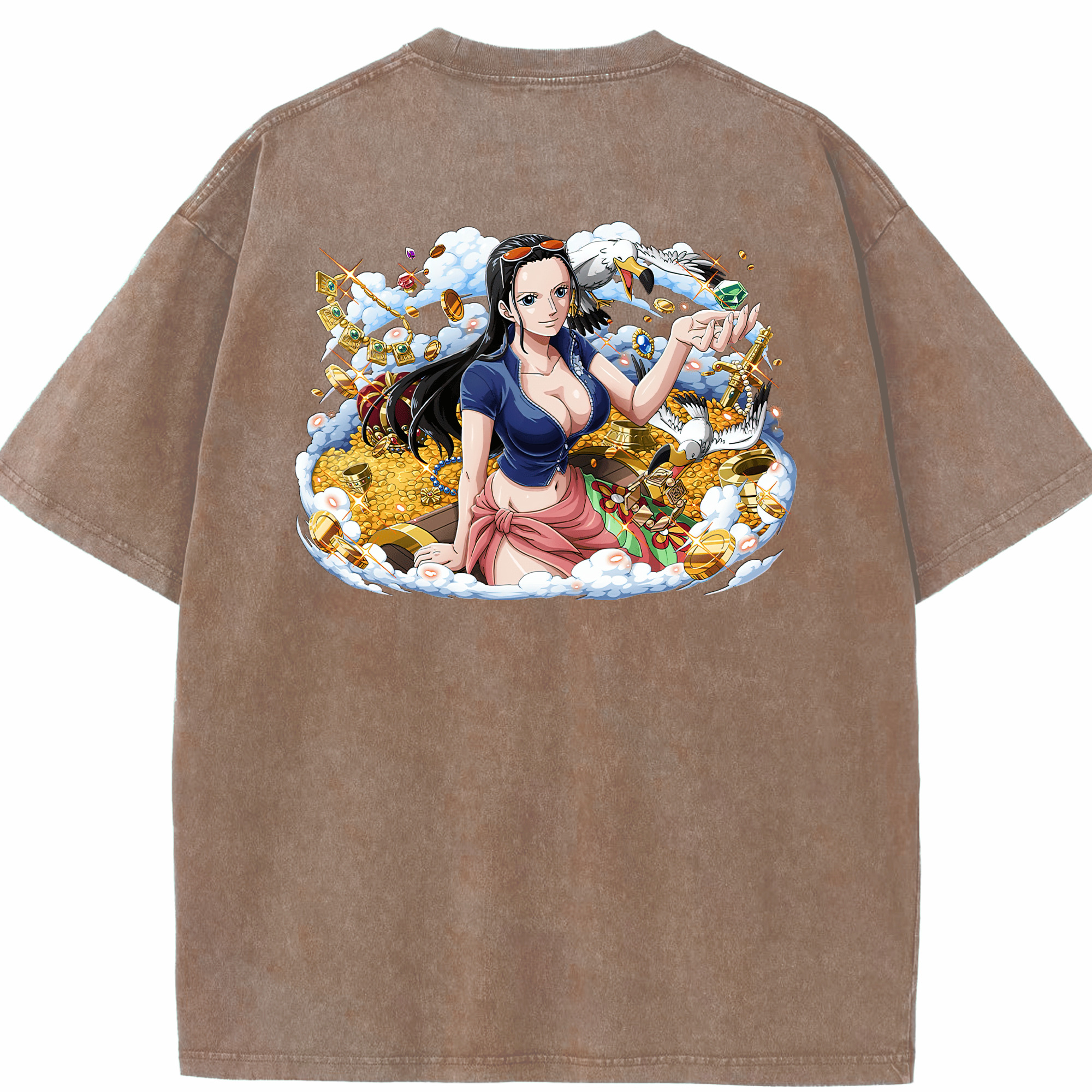 ワンピース ニコ・ロビン ONE PIECE Nico Robin 綿100% ヴィンテージ風 半袖Tシャツ（背面プリント）