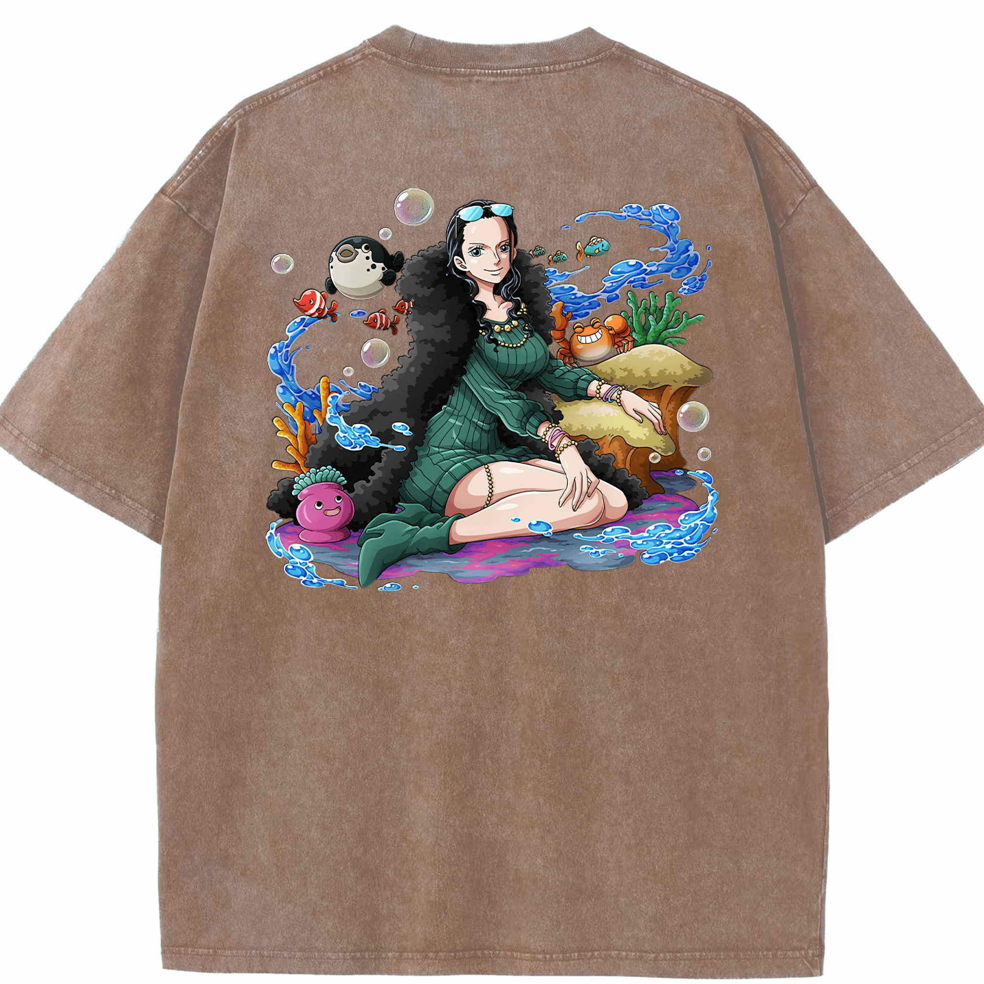 ワンピース ニコ・ロビン ONE PIECE Nico Robin 綿100% ヴィンテージ風 半袖Tシャツ（背面プリント）