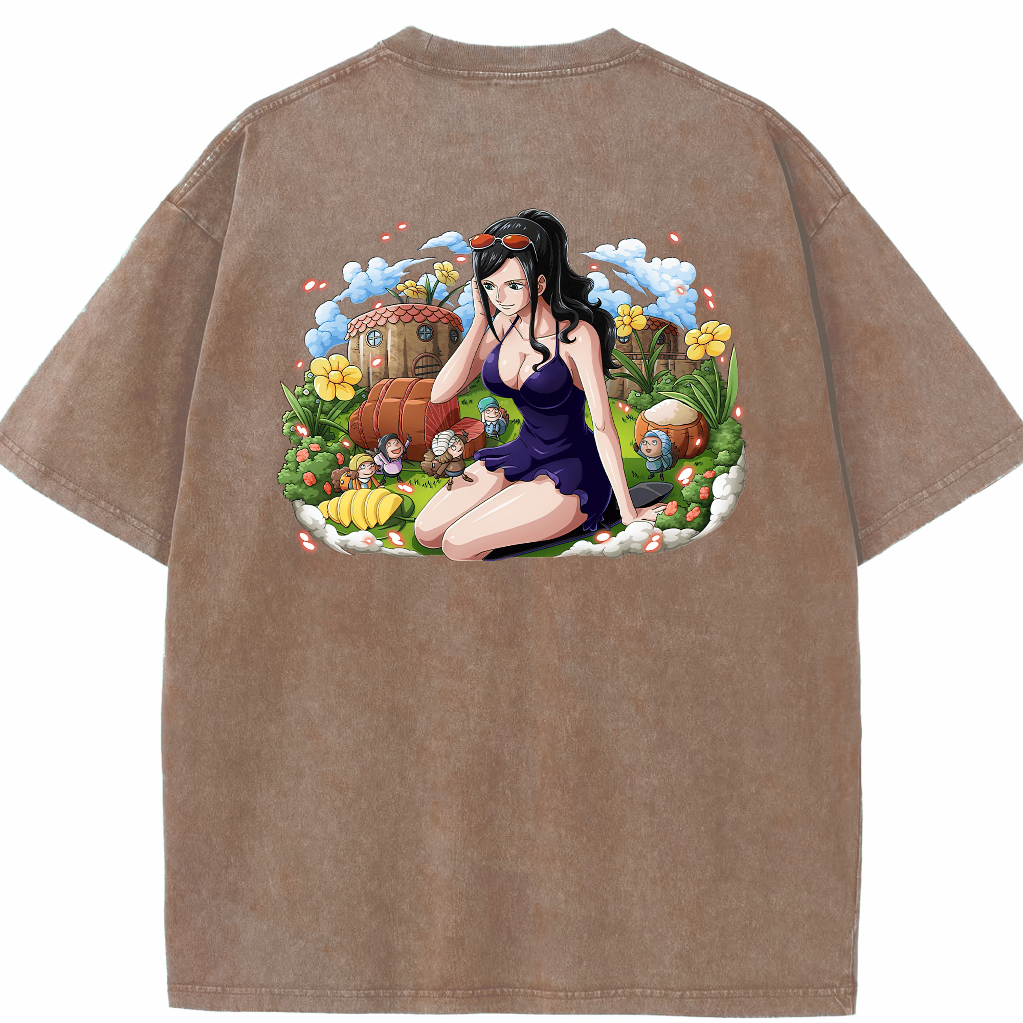 ワンピース ニコ・ロビン ONE PIECE Nico Robin 綿100% ヴィンテージ風 半袖Tシャツ（背面プリント）