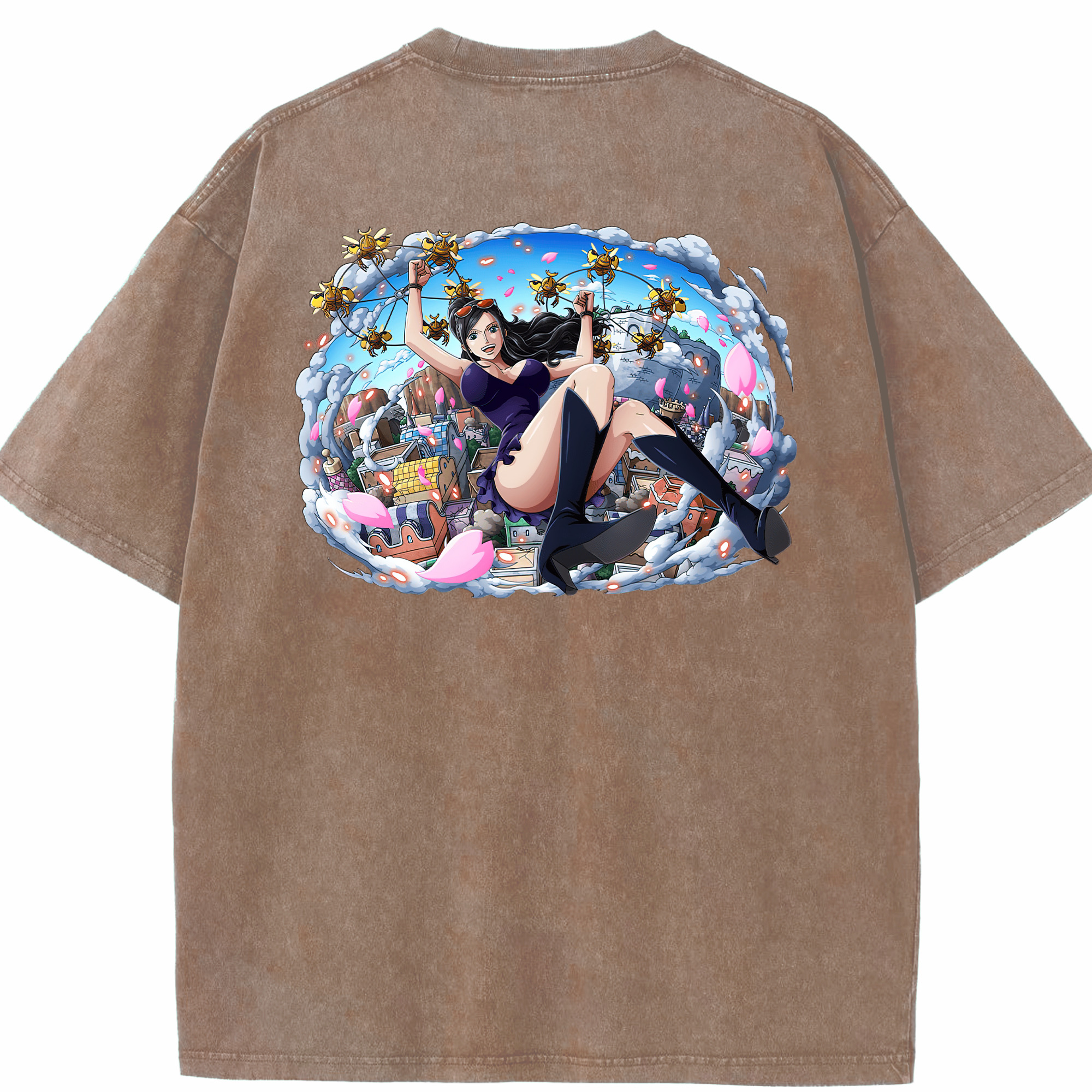 ワンピース ニコ・ロビン ONE PIECE Nico Robin 綿100% ヴィンテージ風 半袖Tシャツ（背面プリント）