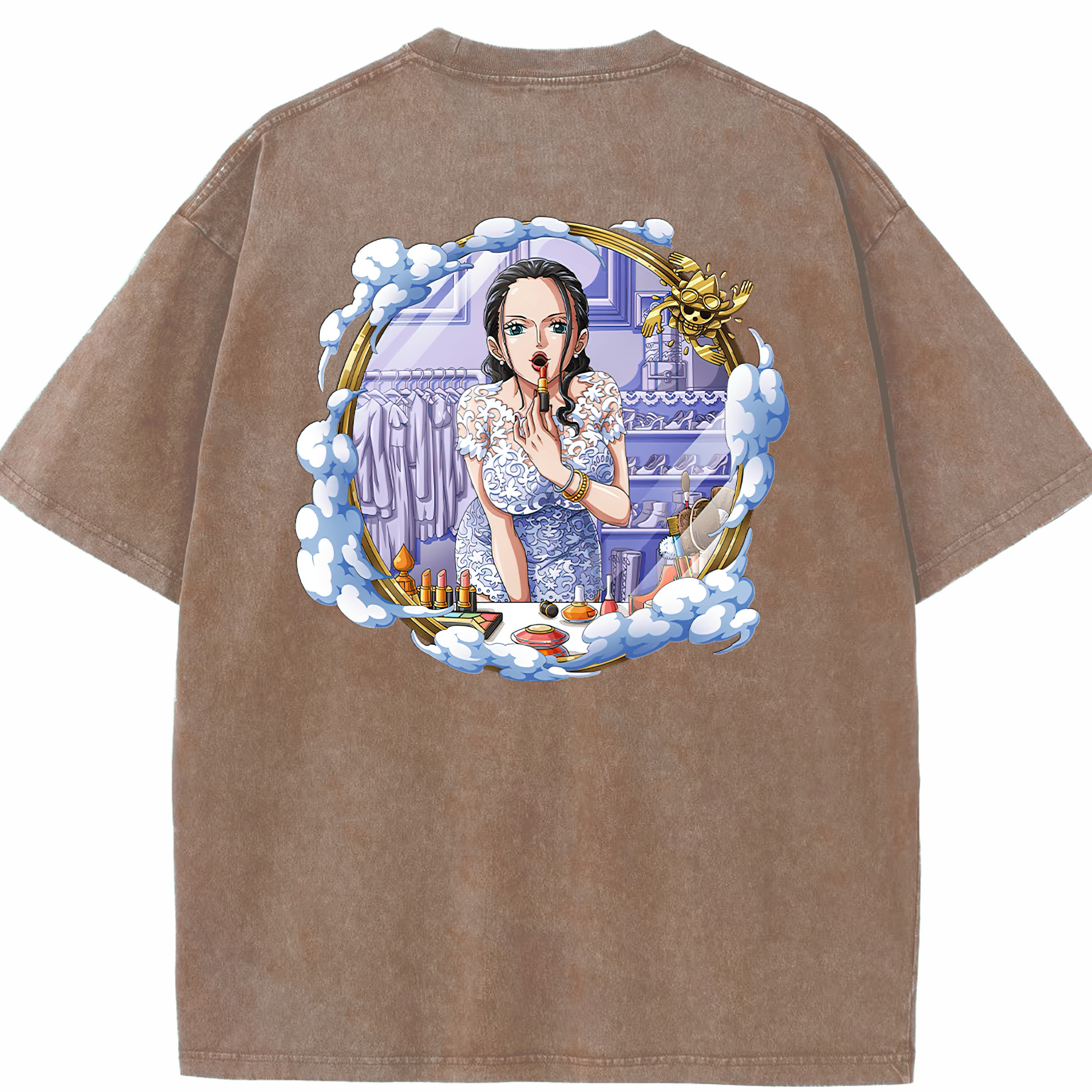 ワンピース ニコ・ロビン ONE PIECE Nico Robin 綿100% ヴィンテージ風 半袖Tシャツ（背面プリント）