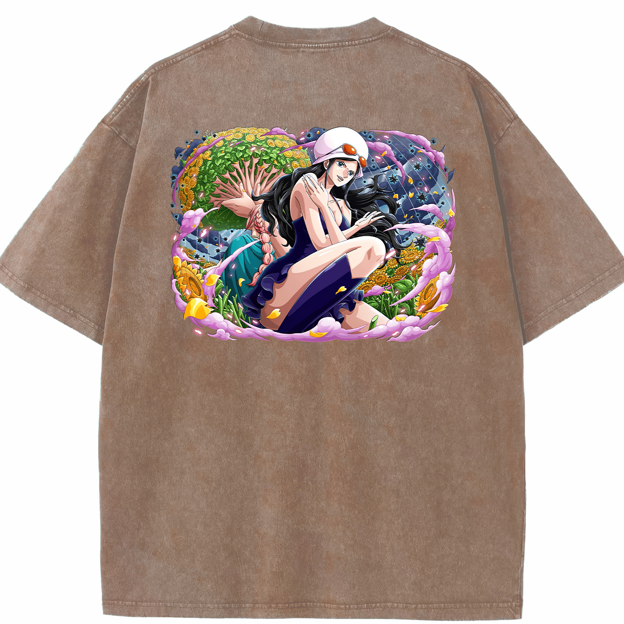 ワンピース ニコ・ロビン ONE PIECE Nico Robin 綿100% ヴィンテージ風 半袖Tシャツ（背面プリント）