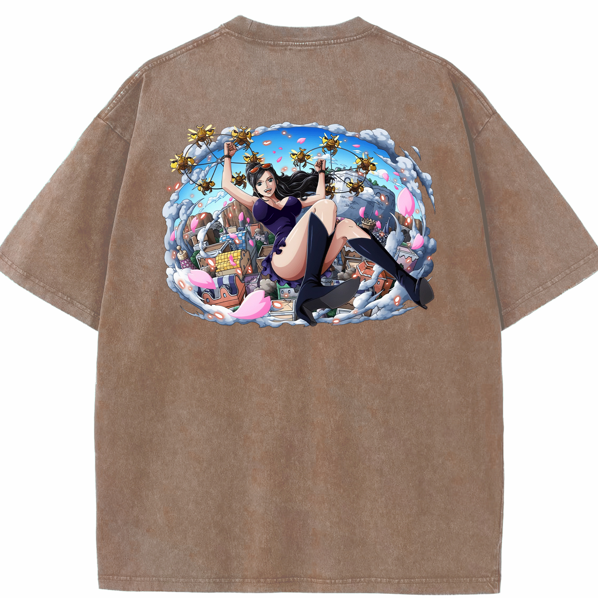 ワンピース ニコ・ロビン ONE PIECE Nico Robin 綿100% ヴィンテージ風 半袖Tシャツ（背面プリント）