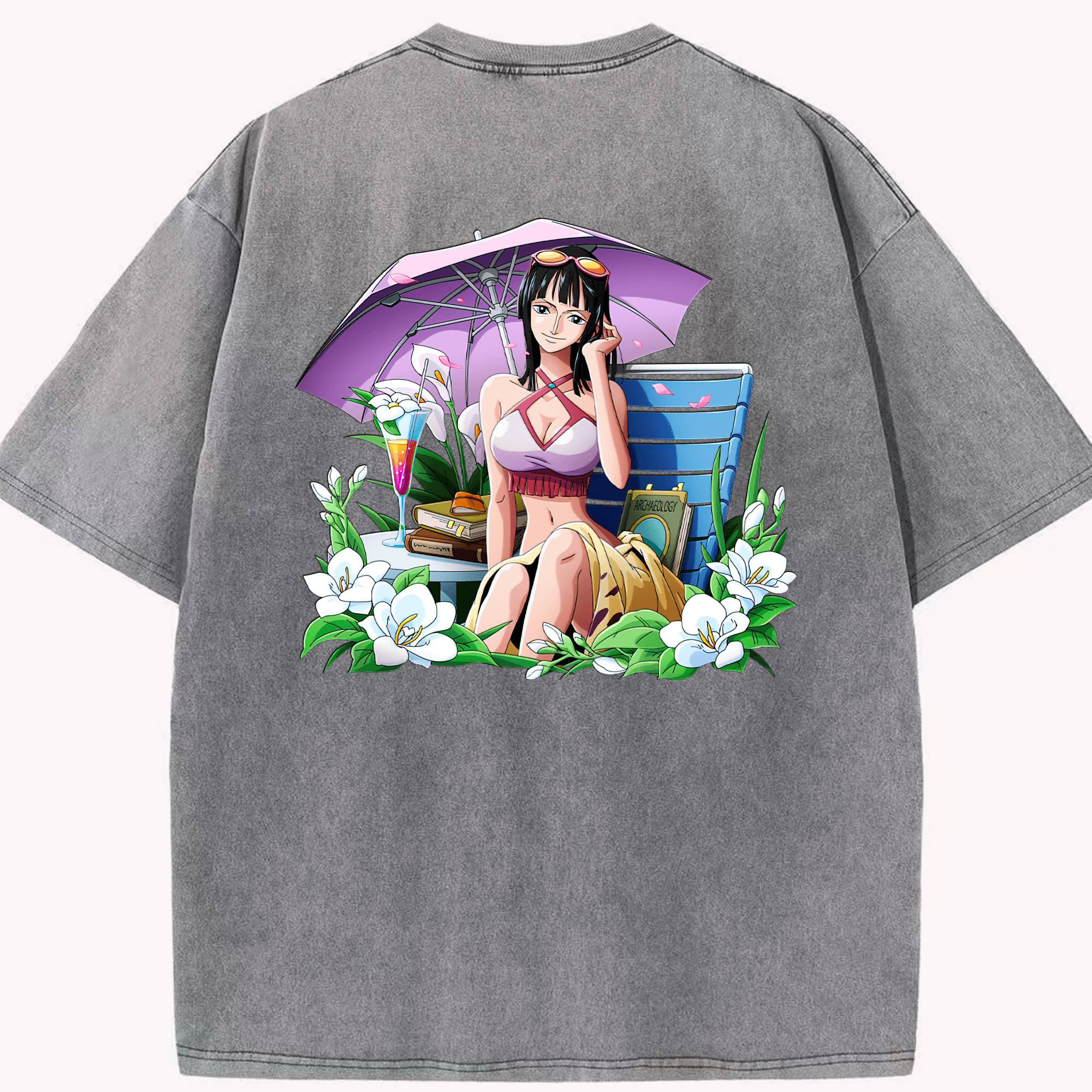 ワンピース ニコ・ロビン ONE PIECE Nico Robin 綿100% ヴィンテージ風 半袖Tシャツ（背面プリント）