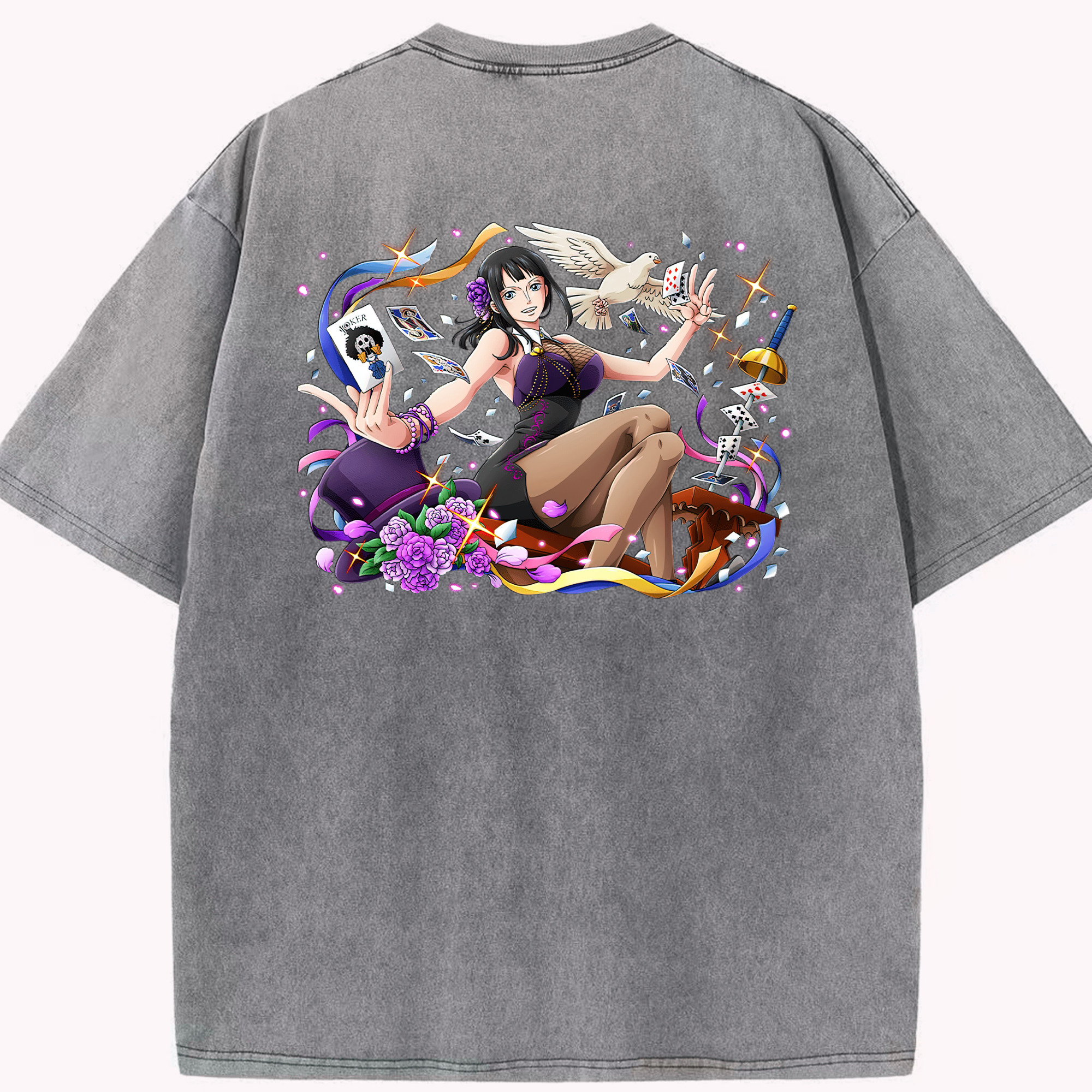 ワンピース ニコ・ロビン ONE PIECE Nico Robin 綿100% ヴィンテージ風 半袖Tシャツ（背面プリント）