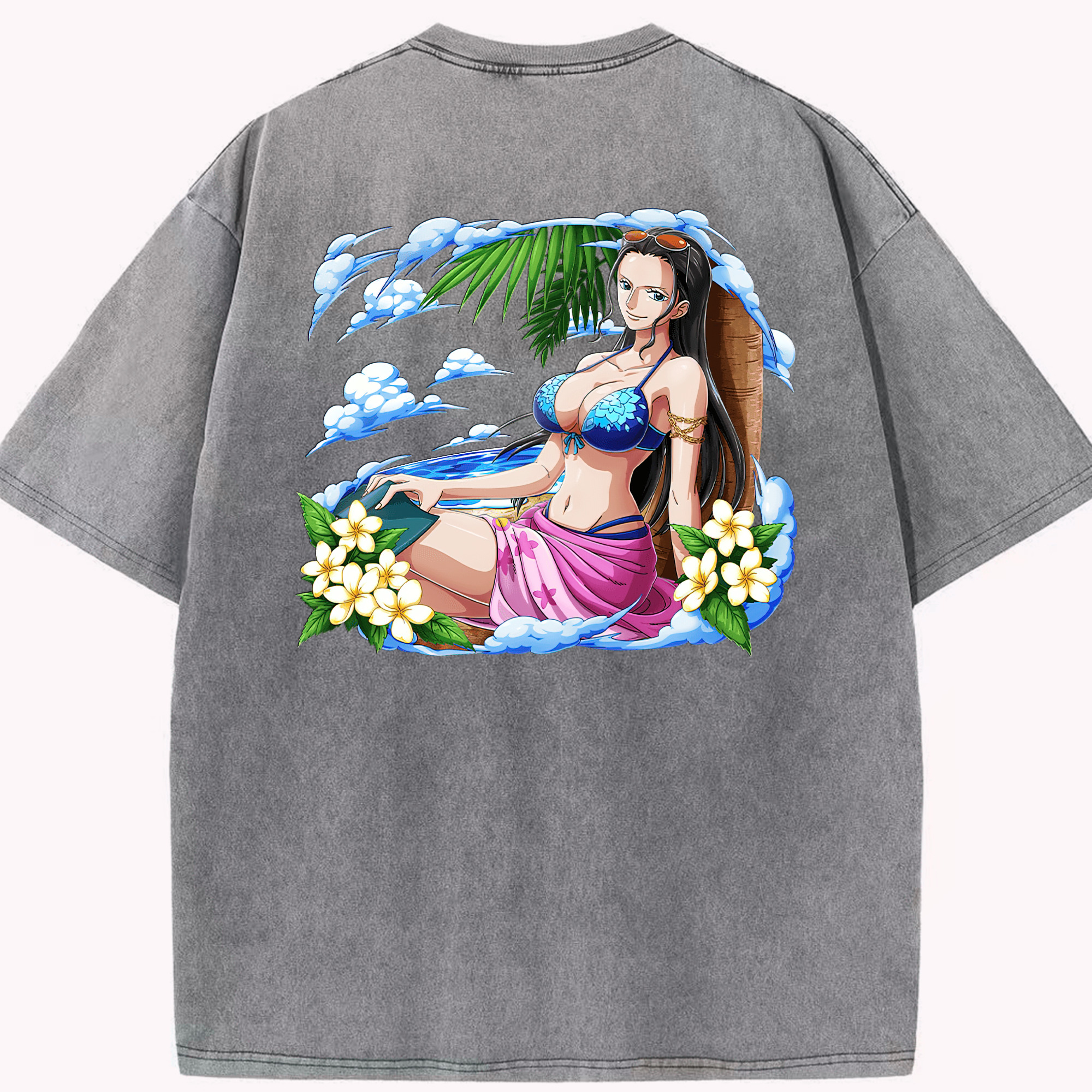 ワンピース ニコ・ロビン ONE PIECE Nico Robin 綿100% ヴィンテージ風 半袖Tシャツ（背面プリント）