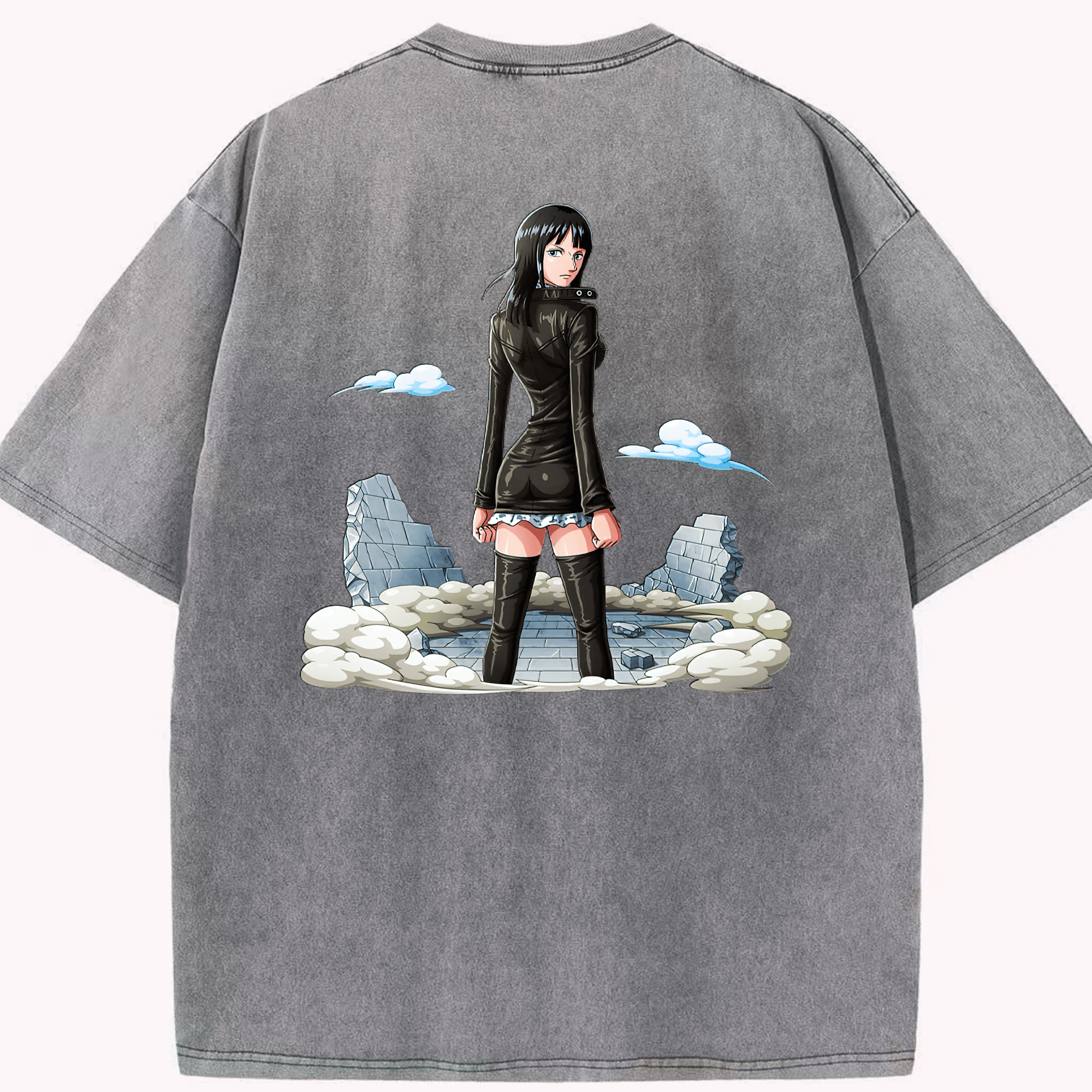 ワンピース ニコ・ロビン ONE PIECE Nico Robin 綿100% ヴィンテージ風 半袖Tシャツ（背面プリント）