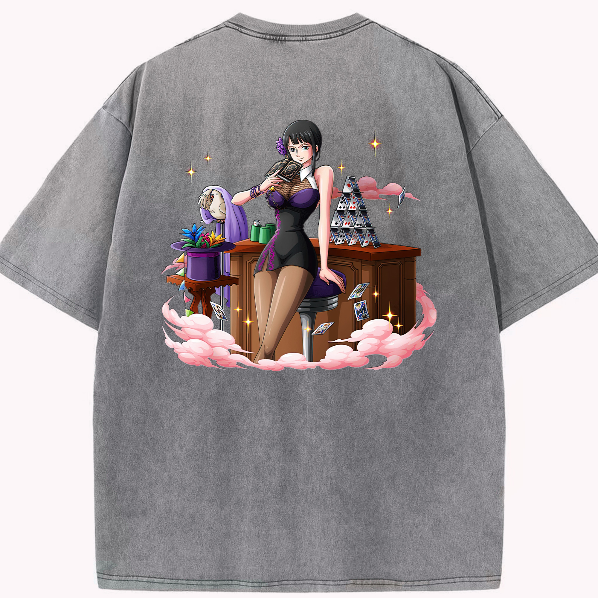 ワンピース ニコ・ロビン ONE PIECE Nico Robin 綿100% ヴィンテージ風 半袖Tシャツ（背面プリント）