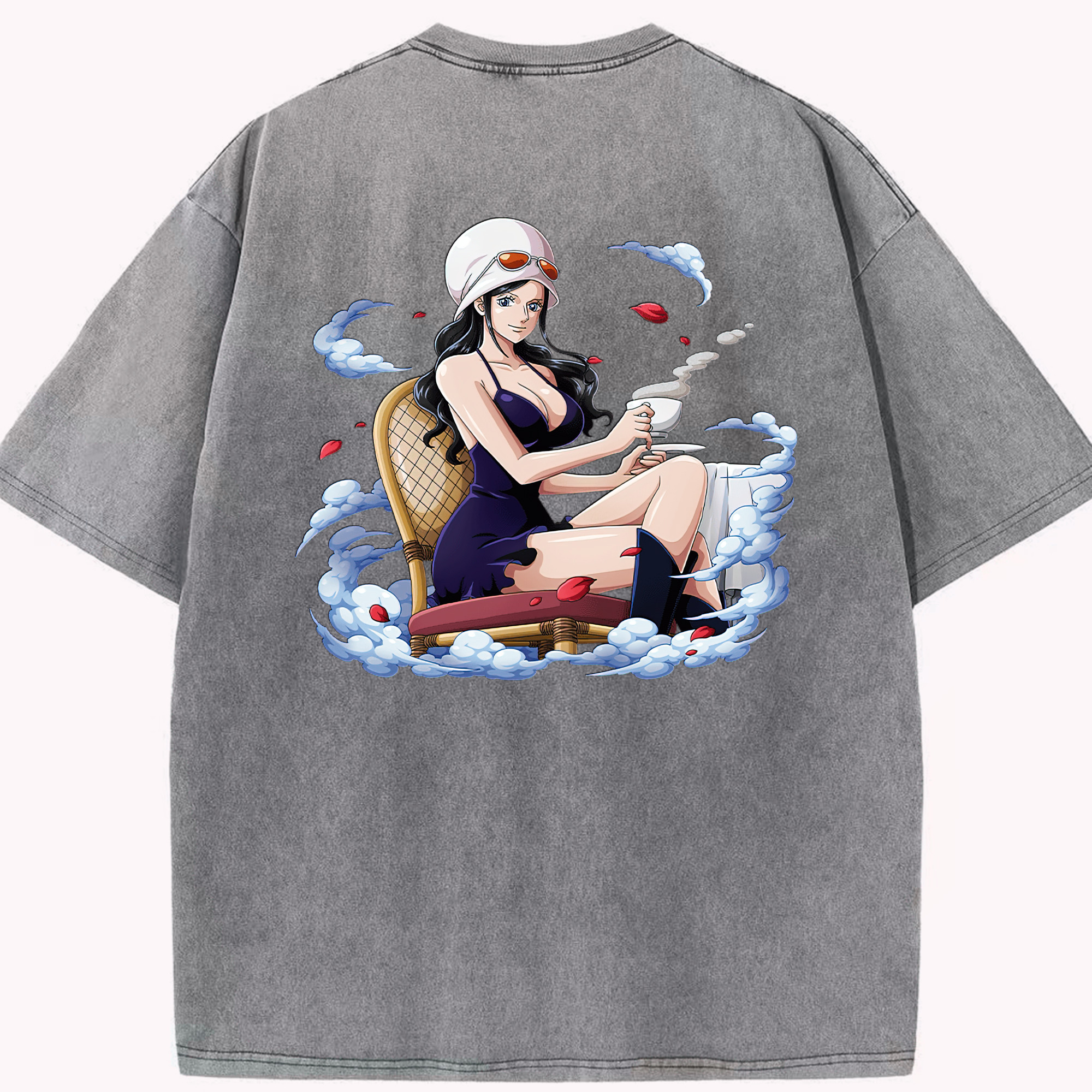 ワンピース ニコ・ロビン ONE PIECE Nico Robin 綿100% ヴィンテージ風 半袖Tシャツ（背面プリント）