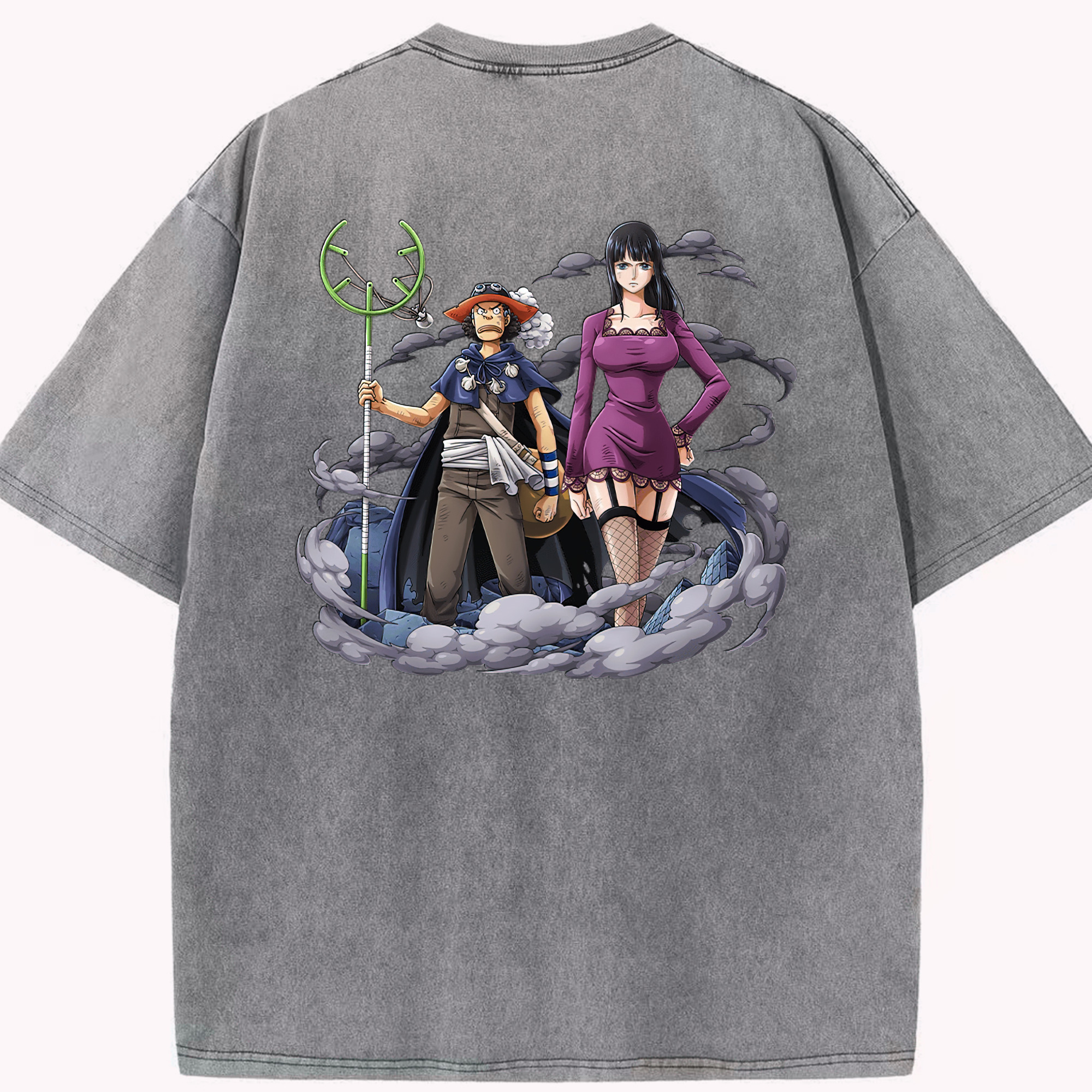 ワンピース ニコ・ロビン ONE PIECE Nico Robin 綿100% ヴィンテージ風 半袖Tシャツ（背面プリント）