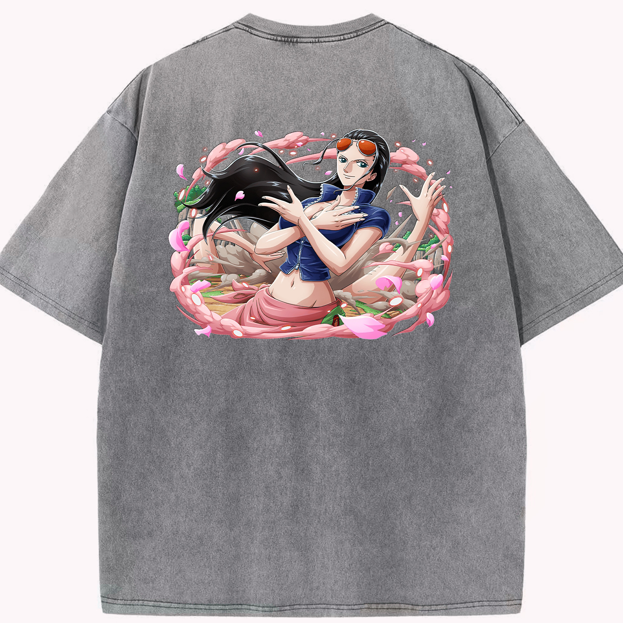 ワンピース ニコ・ロビン ONE PIECE Nico Robin 綿100% ヴィンテージ風 半袖Tシャツ（背面プリント）