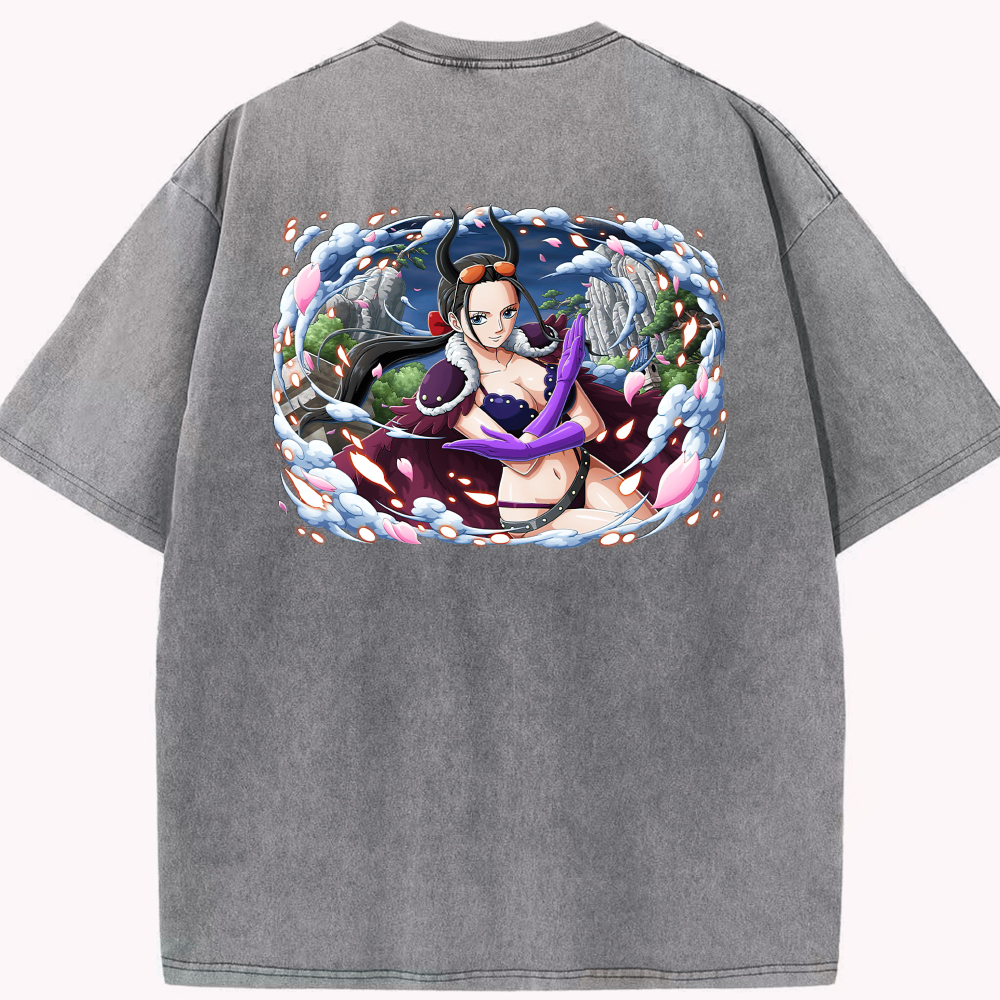 ワンピース ニコ・ロビン ONE PIECE Nico Robin 綿100% ヴィンテージ風 半袖Tシャツ（背面プリント）