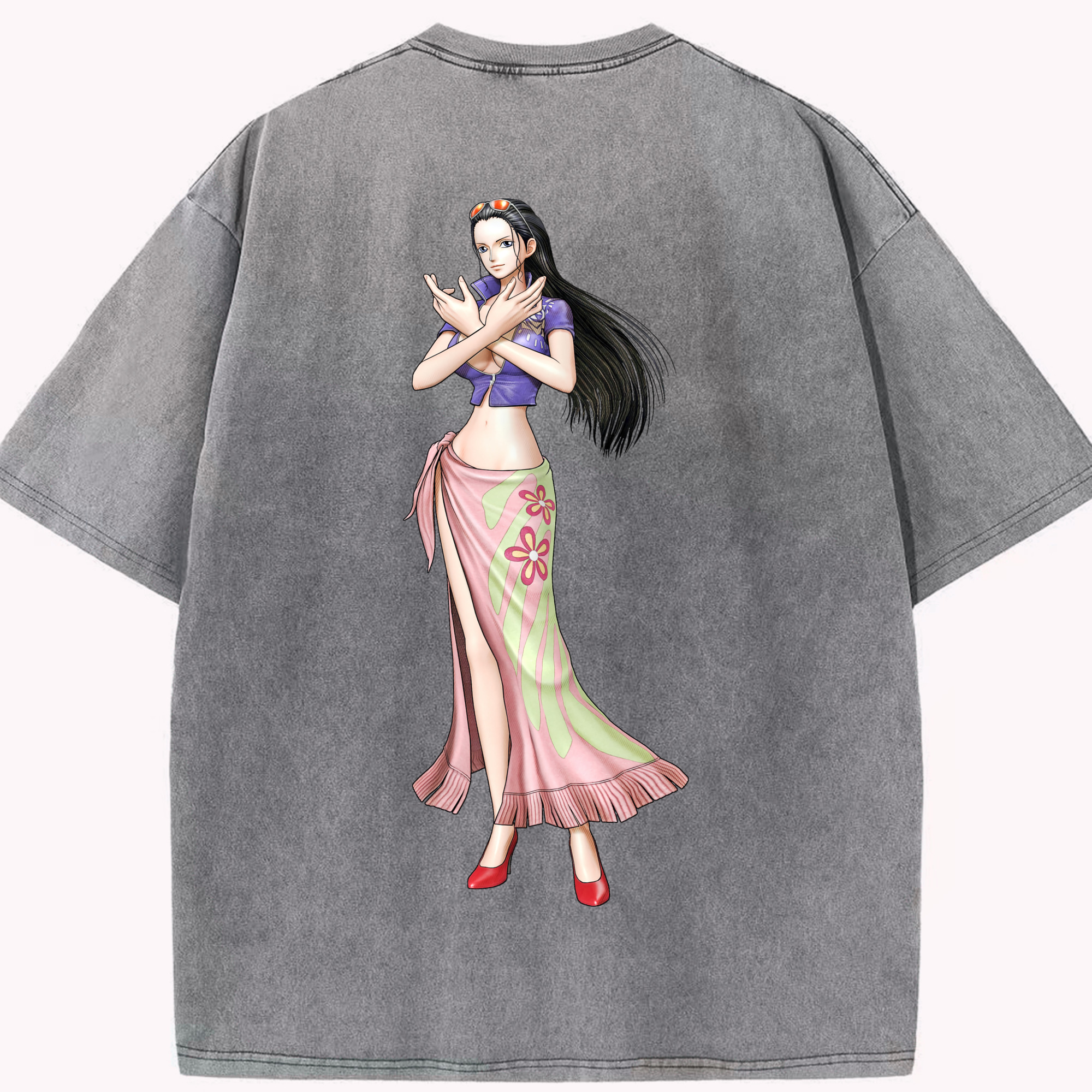 ワンピース ニコ・ロビン ONE PIECE Nico Robin 綿100% ヴィンテージ風 半袖Tシャツ（背面プリント）
