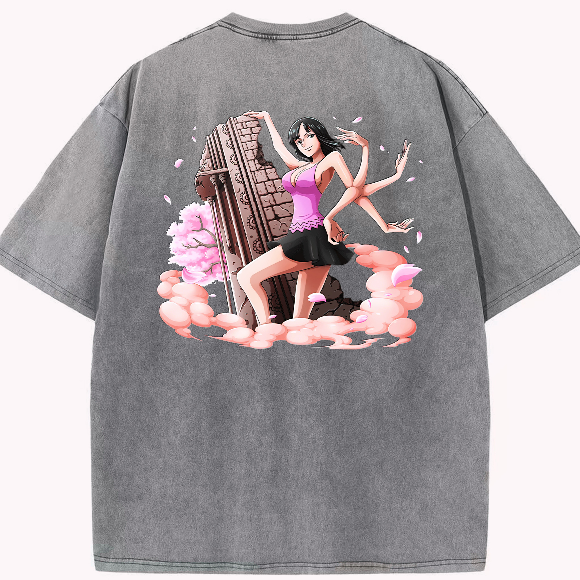 ワンピース ニコ・ロビン ONE PIECE Nico Robin 綿100% ヴィンテージ風 半袖Tシャツ（背面プリント）