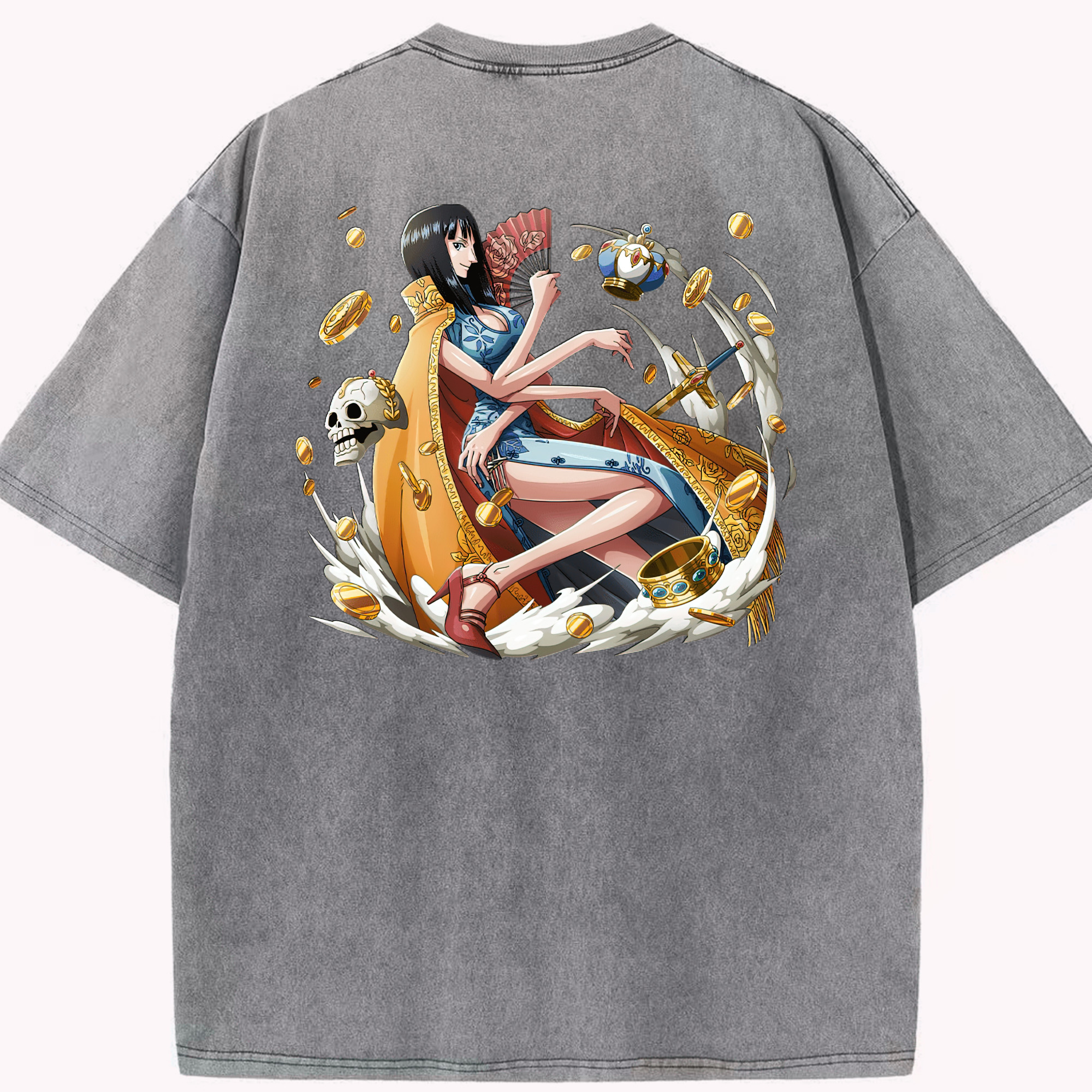 ワンピース ニコ・ロビン ONE PIECE Nico Robin 綿100% ヴィンテージ風 半袖Tシャツ（背面プリント）