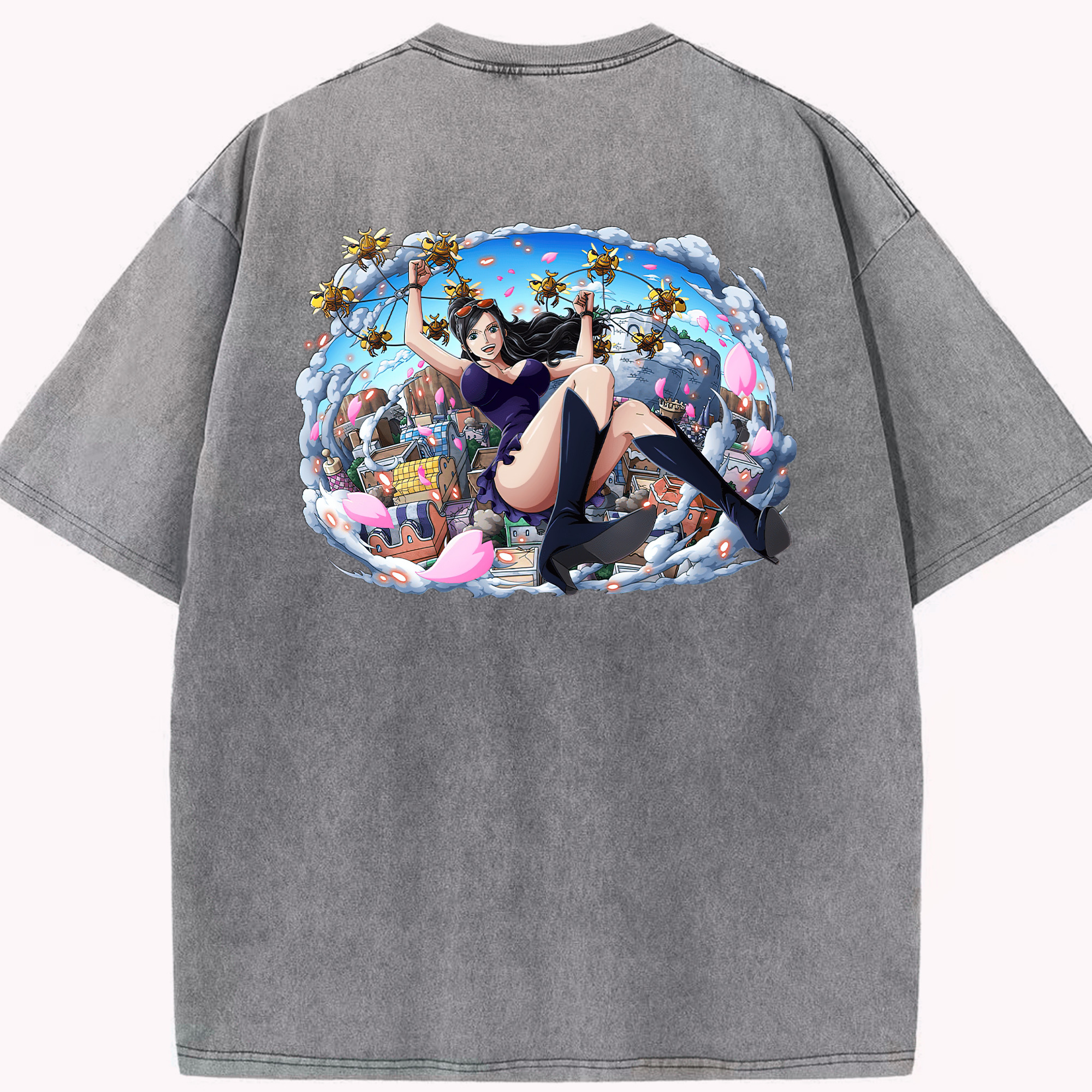 ワンピース ニコ・ロビン ONE PIECE Nico Robin 綿100% ヴィンテージ風 半袖Tシャツ（背面プリント）
