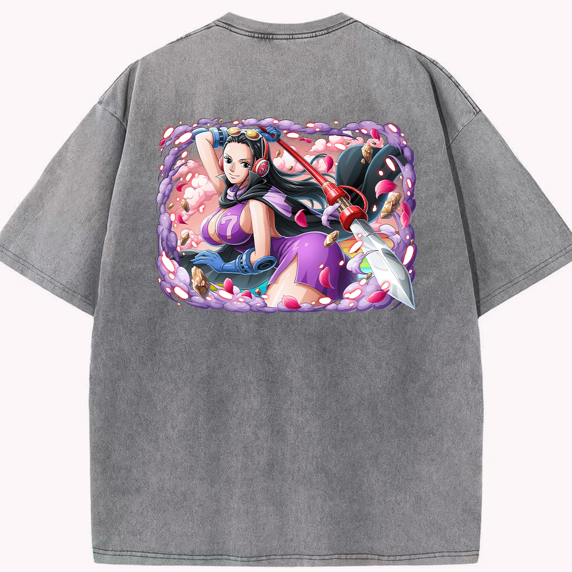 ワンピース ニコ・ロビン ONE PIECE Nico Robin 綿100% ヴィンテージ風 半袖Tシャツ（背面プリント）